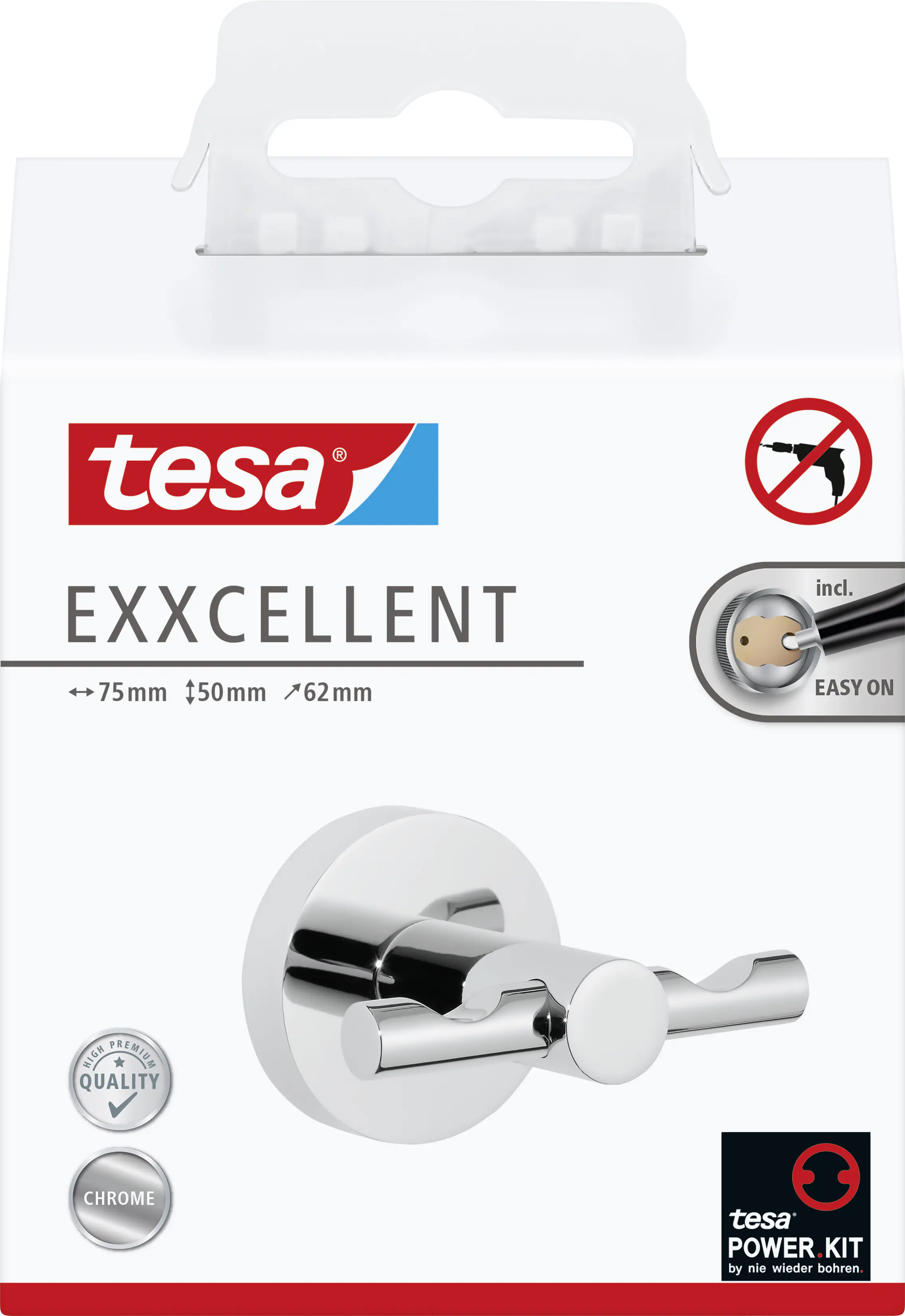 tesa Bademantelhaken Exxcellent Metall, chrom, rostfrei