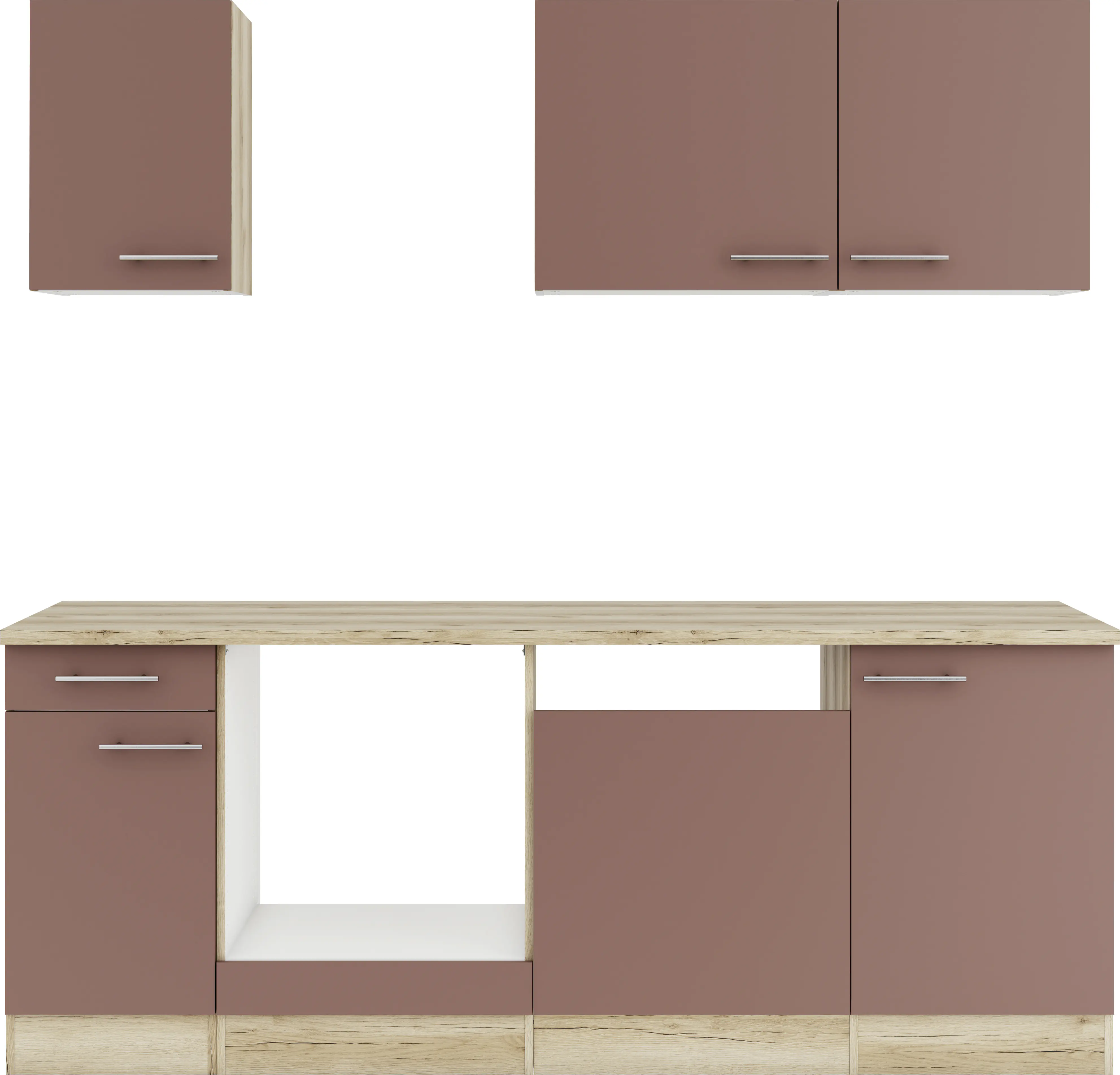 Optifit Küchenzeile Bari 407 ohne E-Geräte rostrot 210 cm