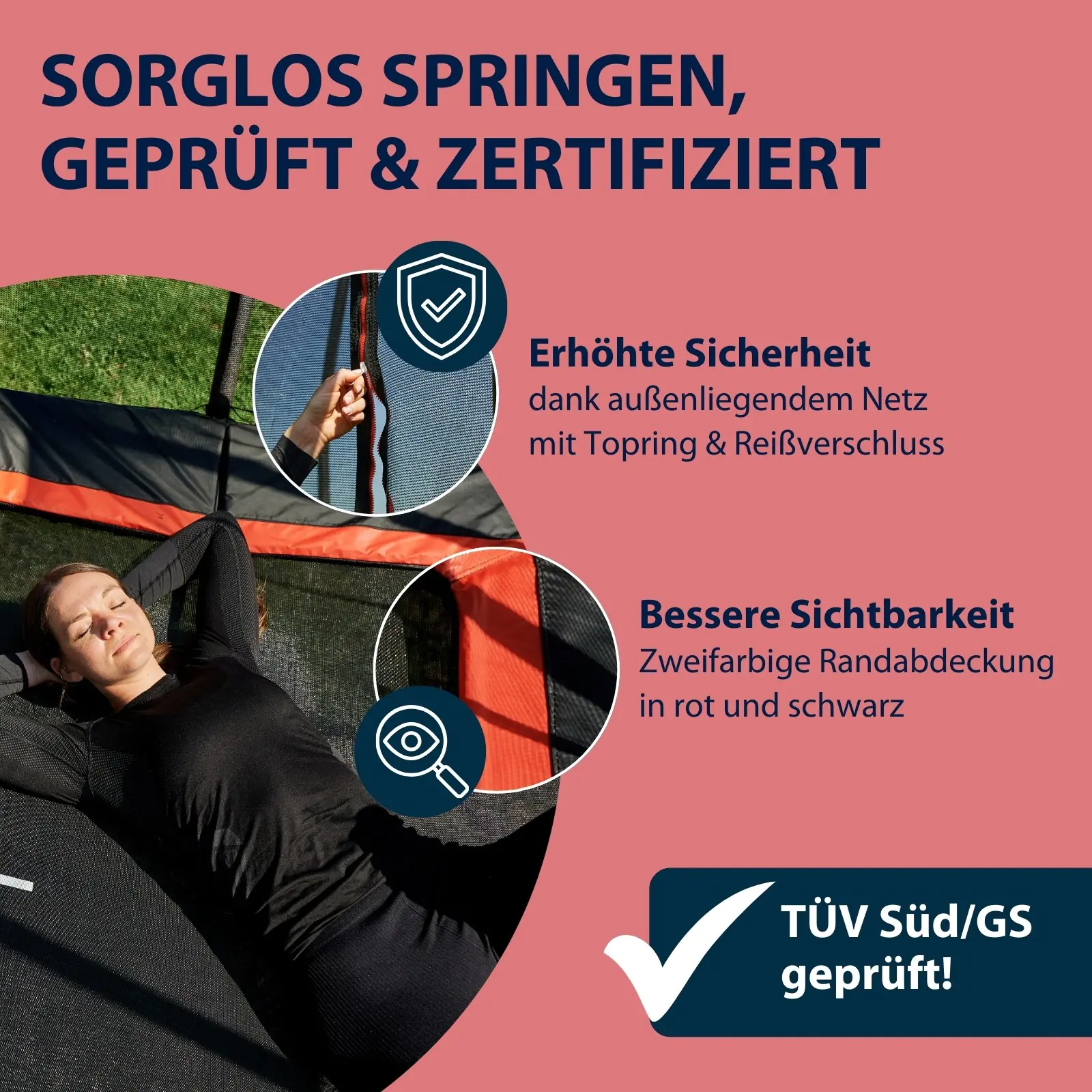 Hudora 4square Trampolin schwarz mit Sicherheitsnetz L x B 215 x 305 cm Hudora 4square Trampolin schwarz mit Sicherheitsnetz L x B 215 x 305 cm