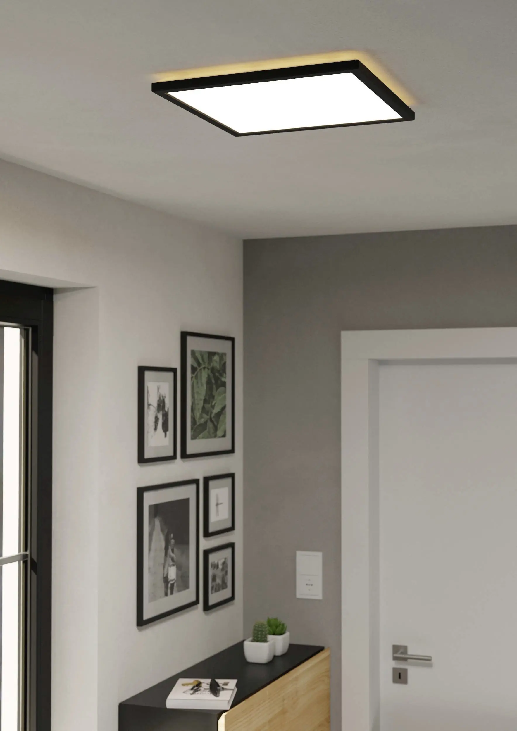 Eglo LED Deckenleuchte Rovito schwarz 39 x 39 cm warmweiß-kaltweiß