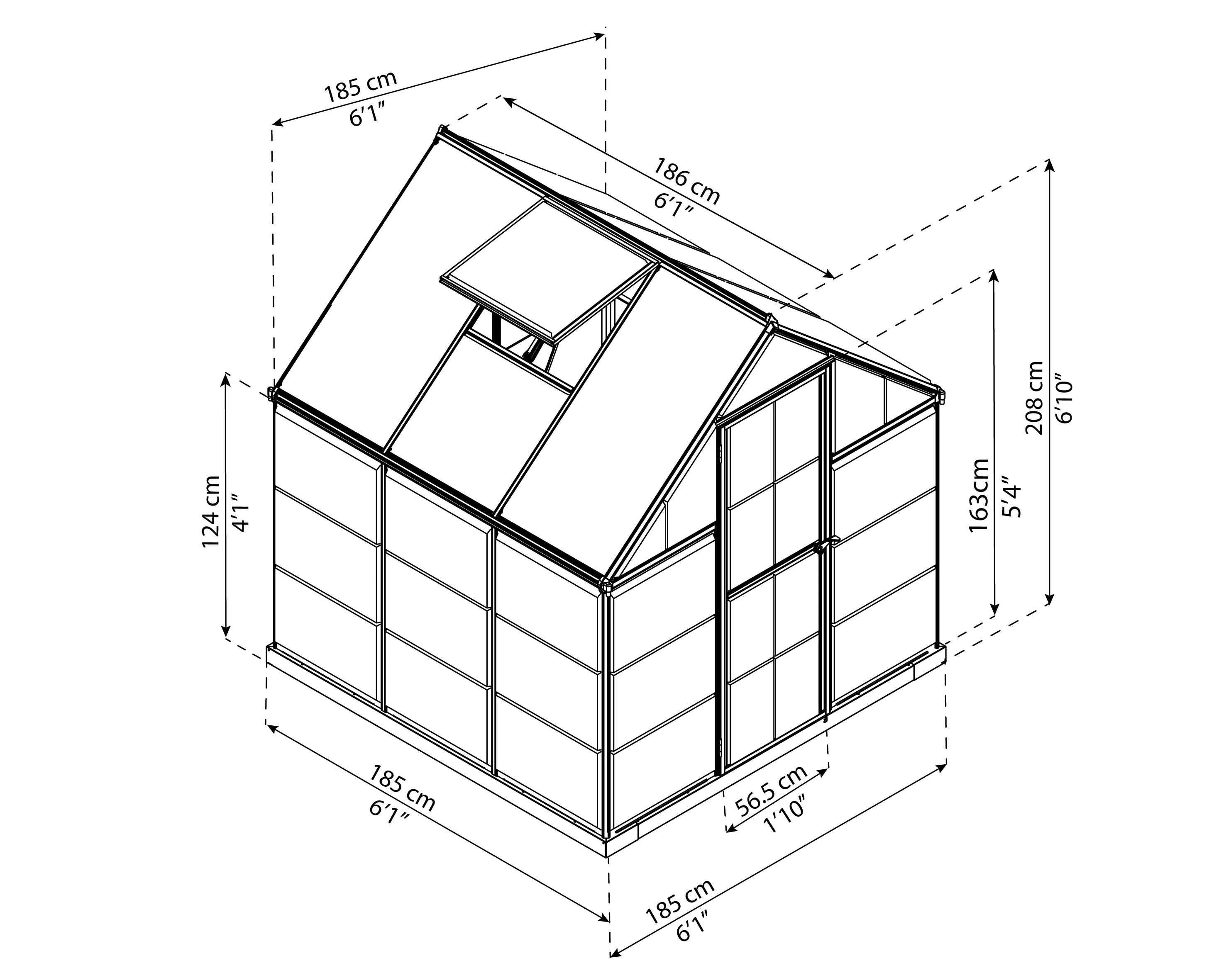 Canopia Gewächshaus Hybrid 6X6 grün 185 x 186 x 208 cm