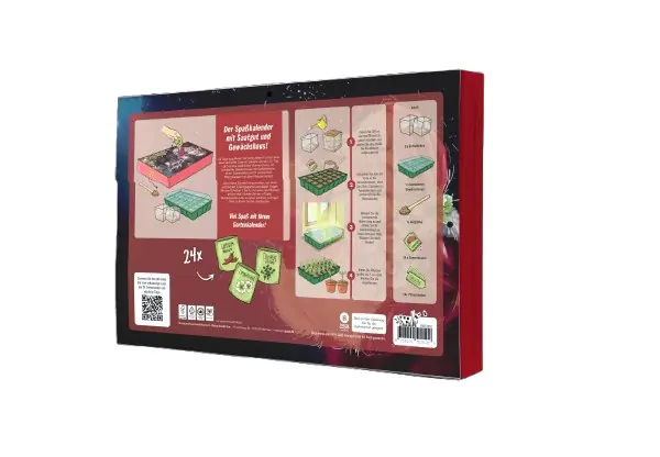 Saatgut Adventskalender Weihnachtsmann mit komplettem Mini Gewächshaus Set