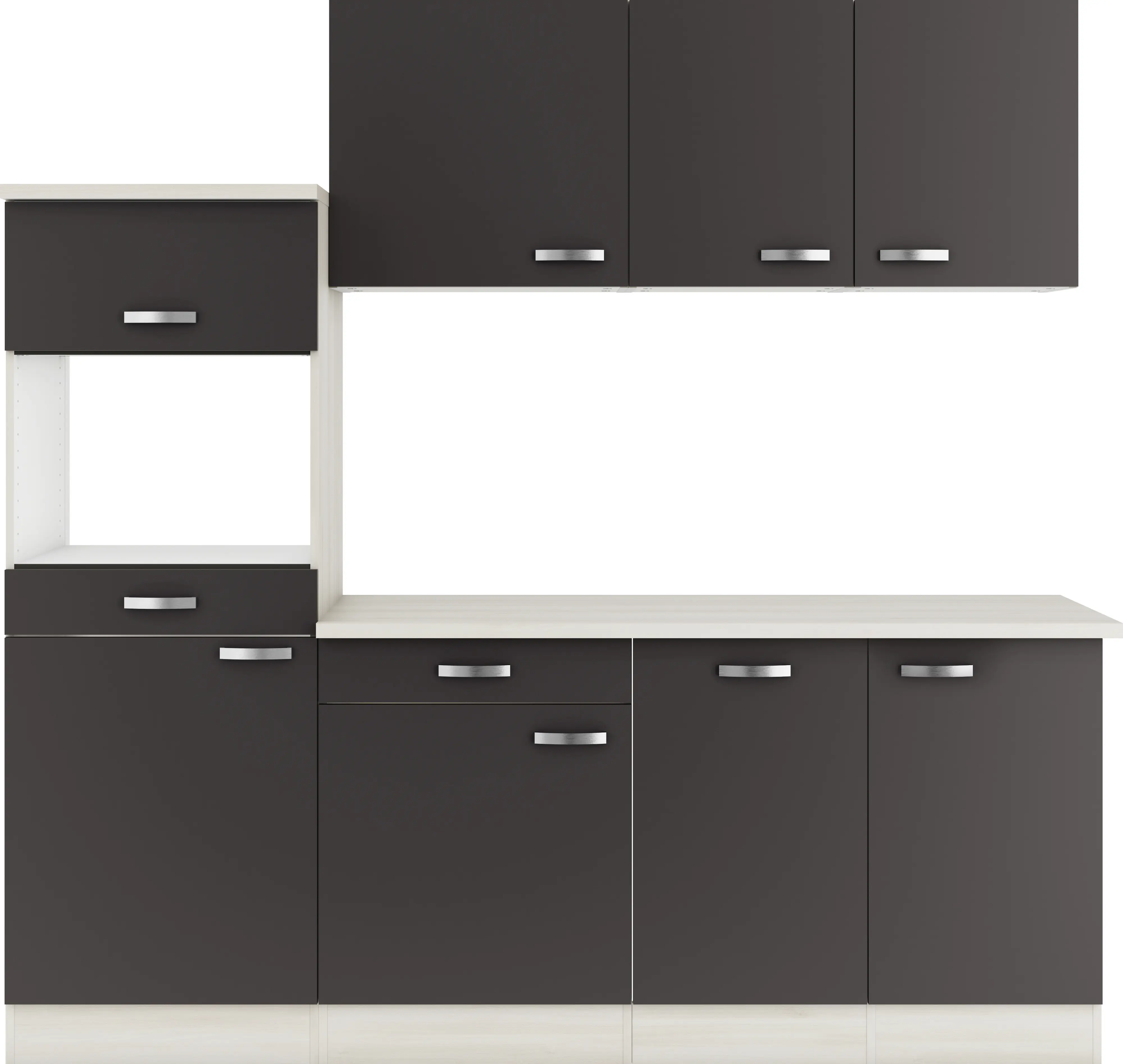 Optifit Küchenzeile Faro 220 ohne Geräte anthrazit 210 cm 