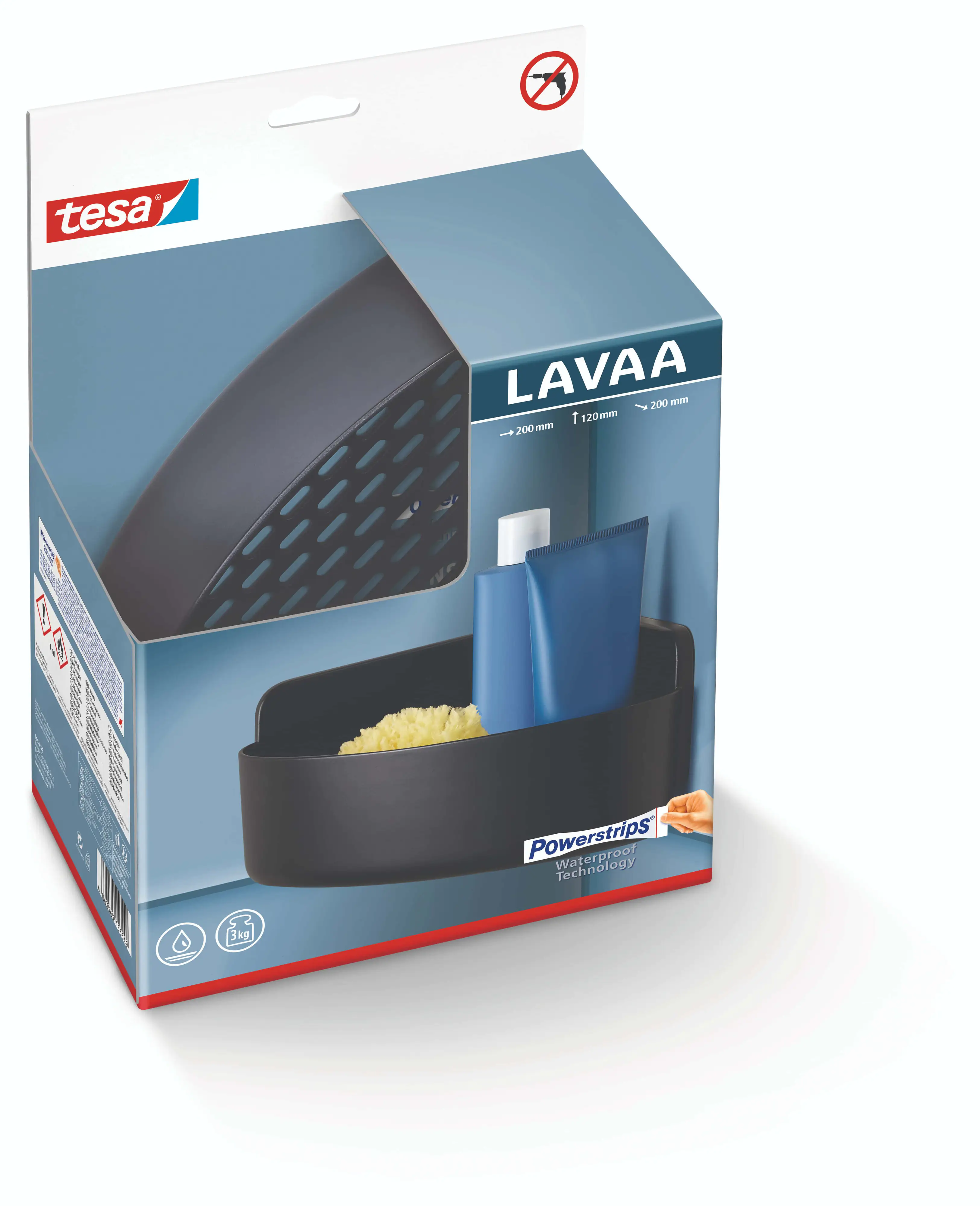 Tesa Eckduschkorb LAVAA Größe S zum Kleben