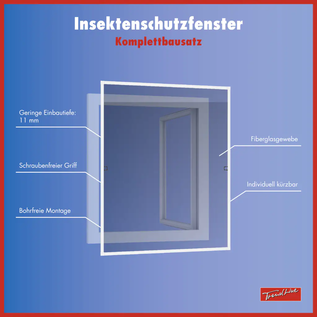 TrendLine Fliegenschutz-Fenster 120 x 150 cm schwarz/weiß kürzbar