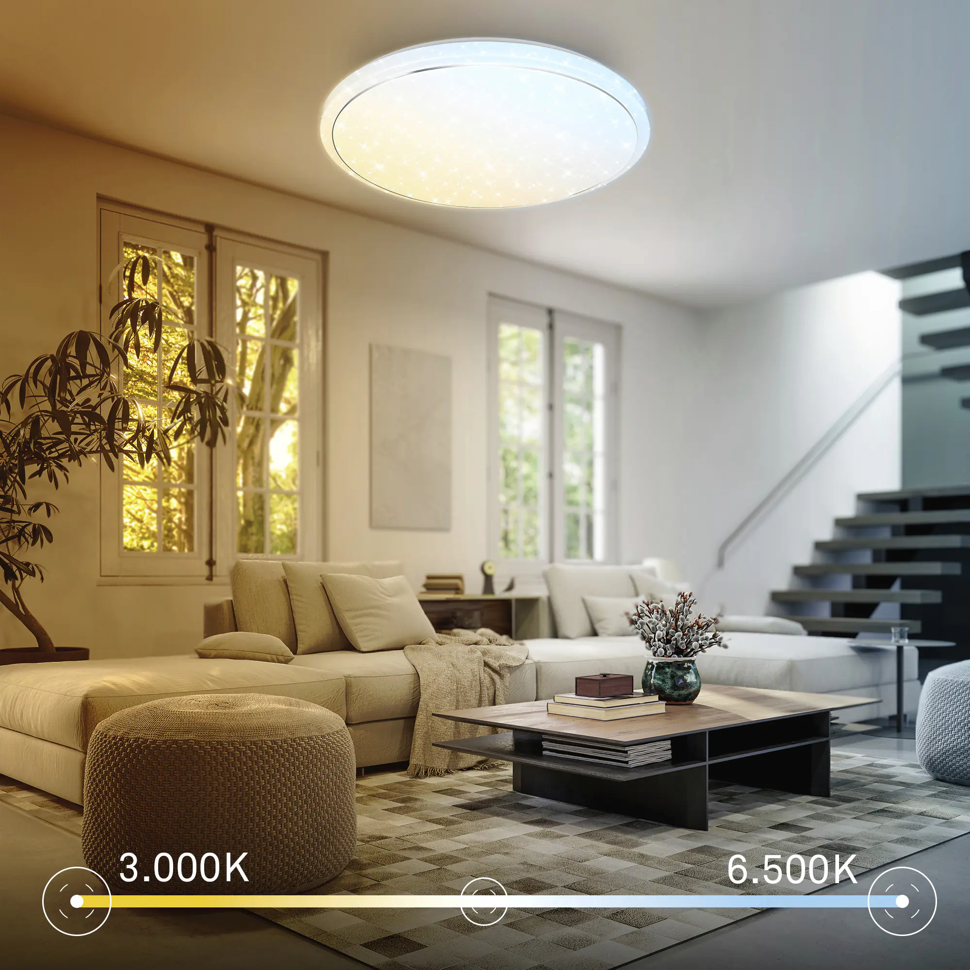 Briloner LED-Deckenleuchte Star Ø 48,5 cm weiß matt warmweiß-kaltweiß