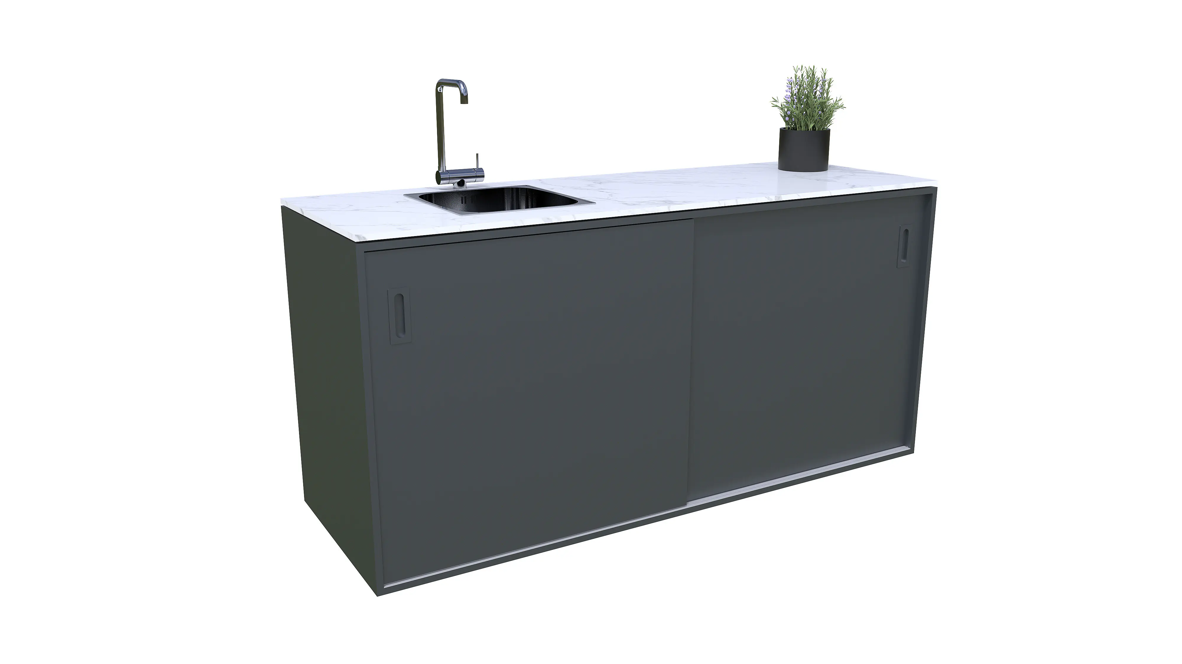 Bellano Living Element für Outdoorküchen inkl. Spüle links und 2 Türen anthrazit