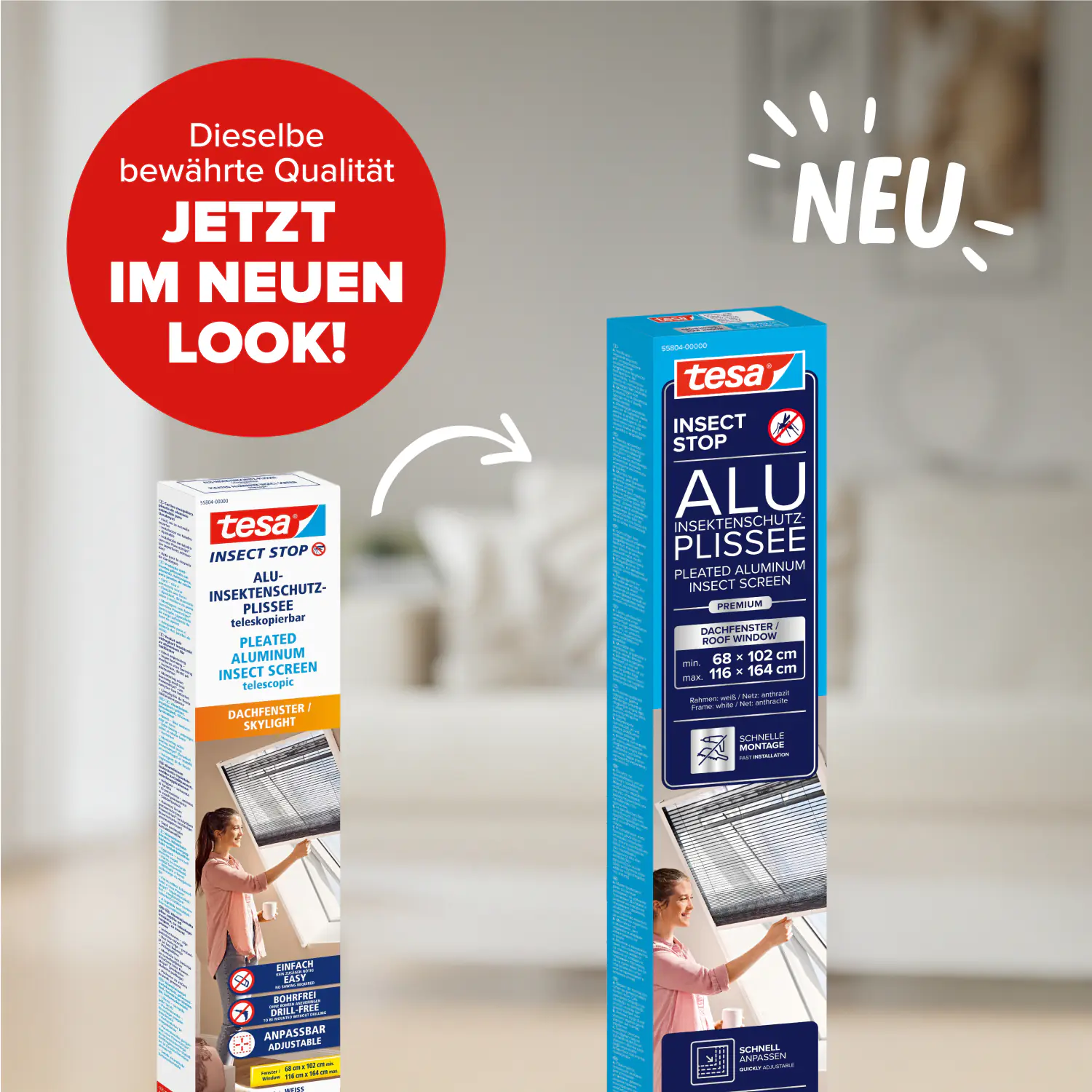 tesa Fliegengitter Alu-Dachfenster Plissee 114 x 160 cm anthrazit