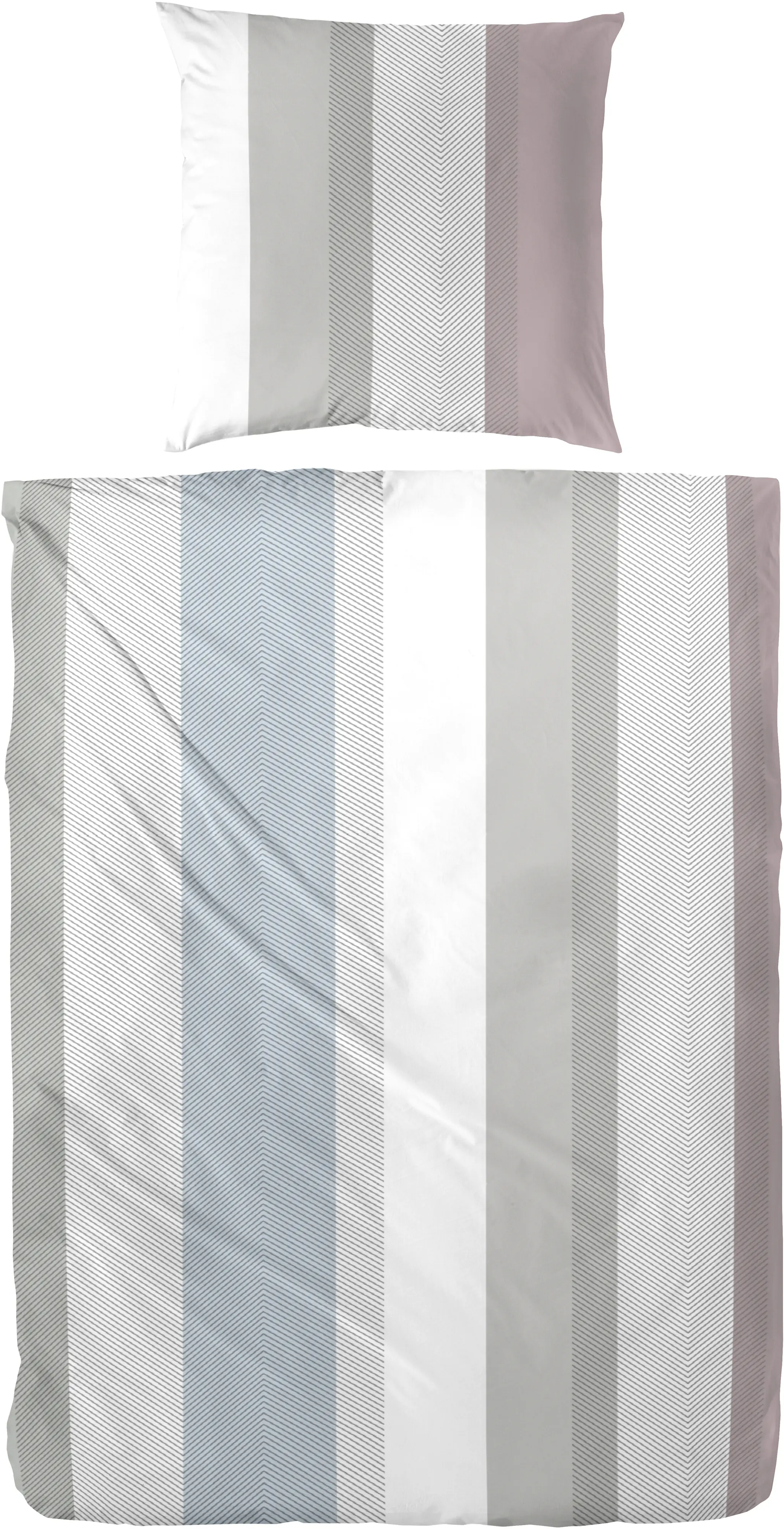 Mako Satin Bettwäsche gestreift 135 x 200 cm grau/rot Mako Satin Bettwäsche gestreift 135 x 200 cm grau/rot