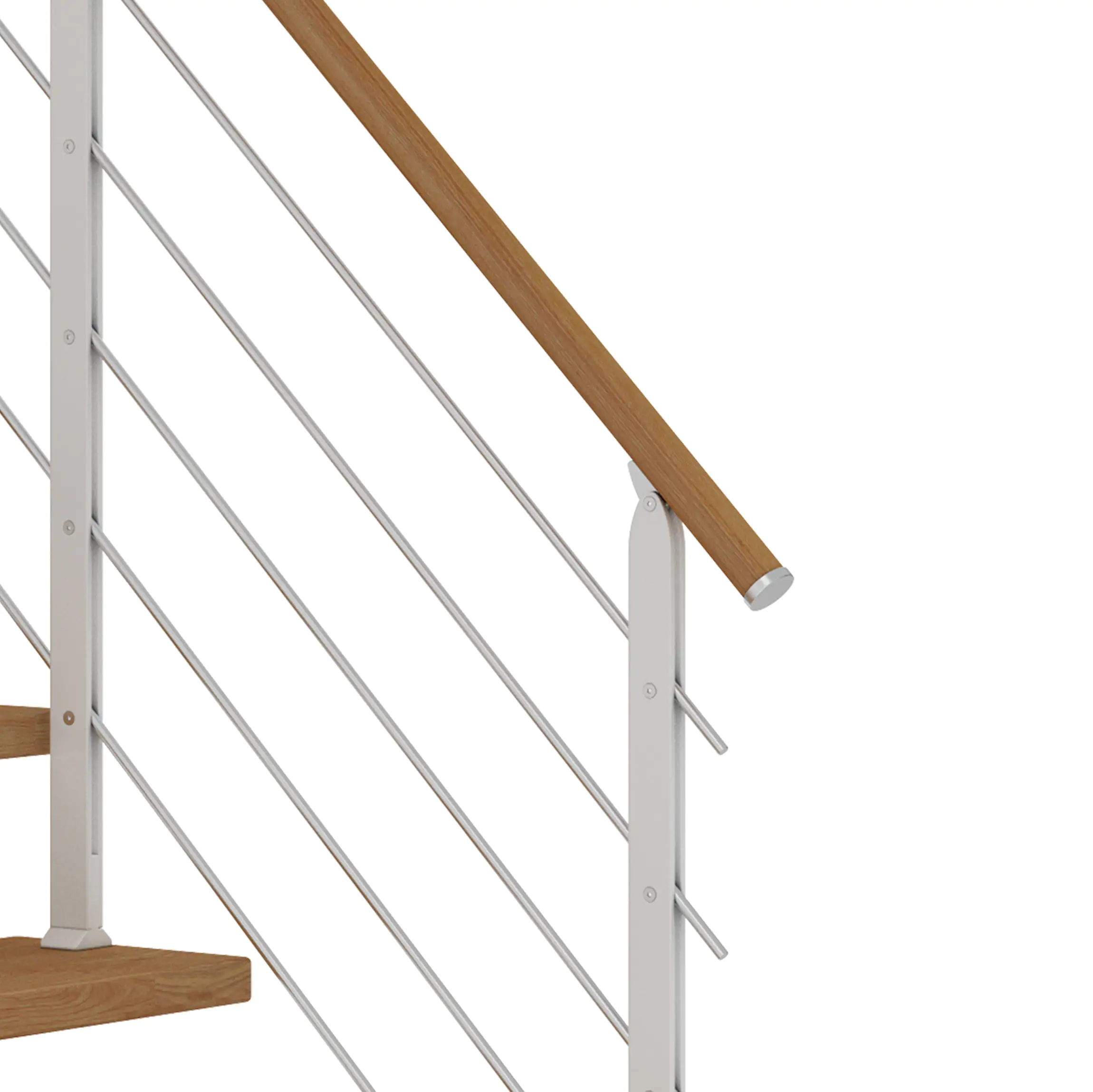 Dolle Mittelholmtreppe Hamburg Eiche 75 cm 11 Stufen gerade mit Geländer weiß