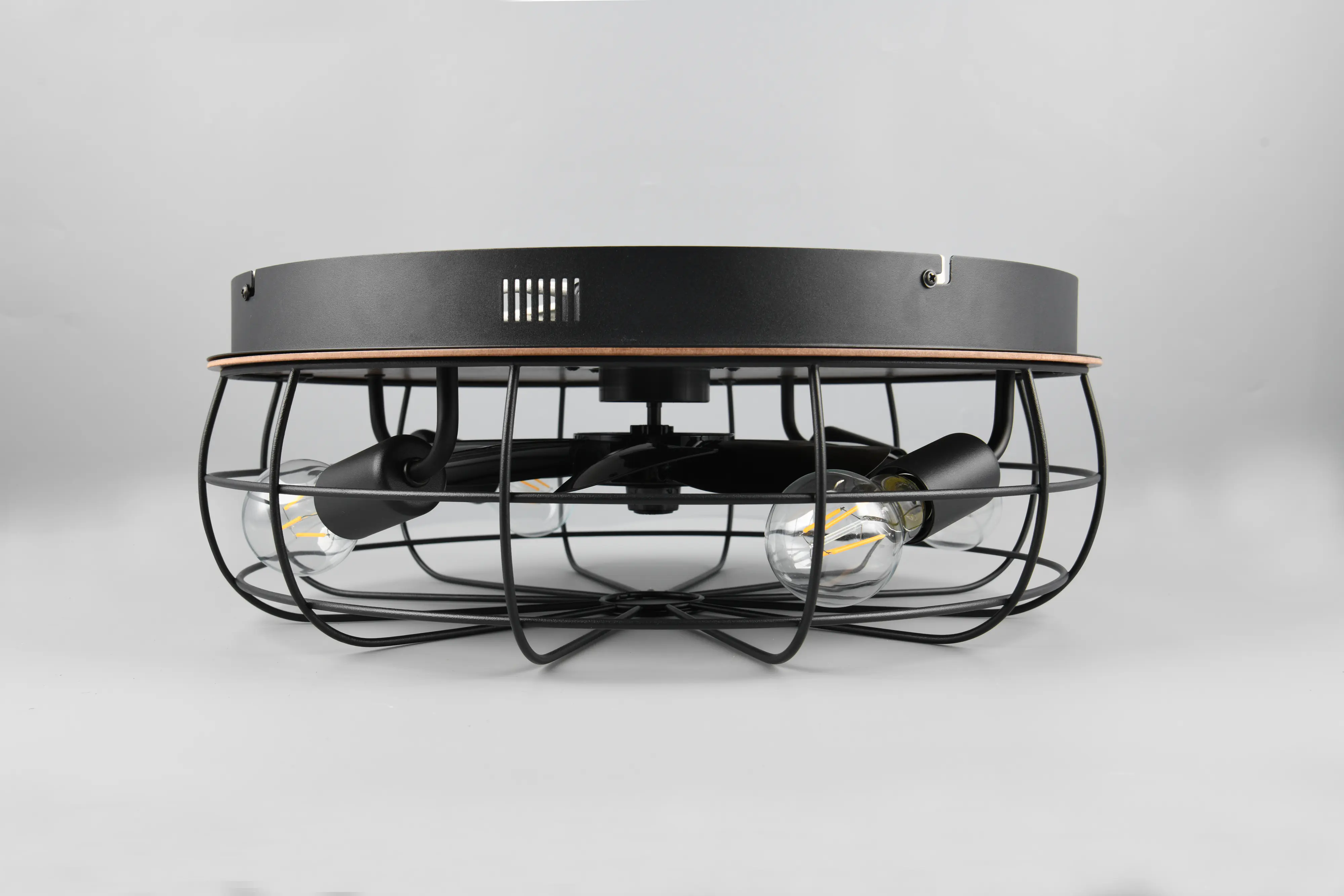 Trio Deckenleuchte Trondheim mit Ventilator Ø 50 x 21,5 cm braun/schwarz matt