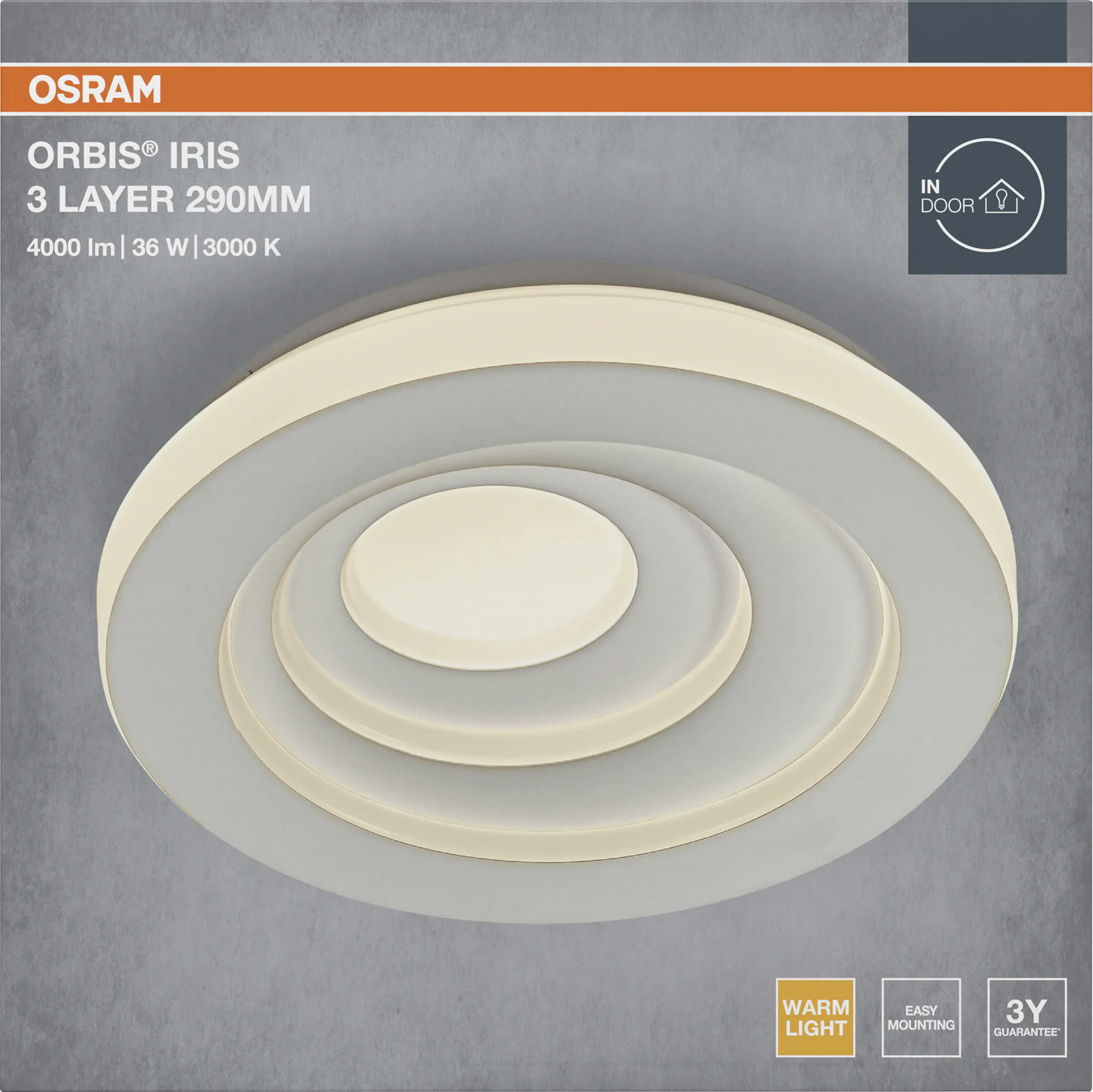 Osram LED-Deckenleuchte Orbis Iris Ø 29 cm 3Layer 36 W weiß warmweiß