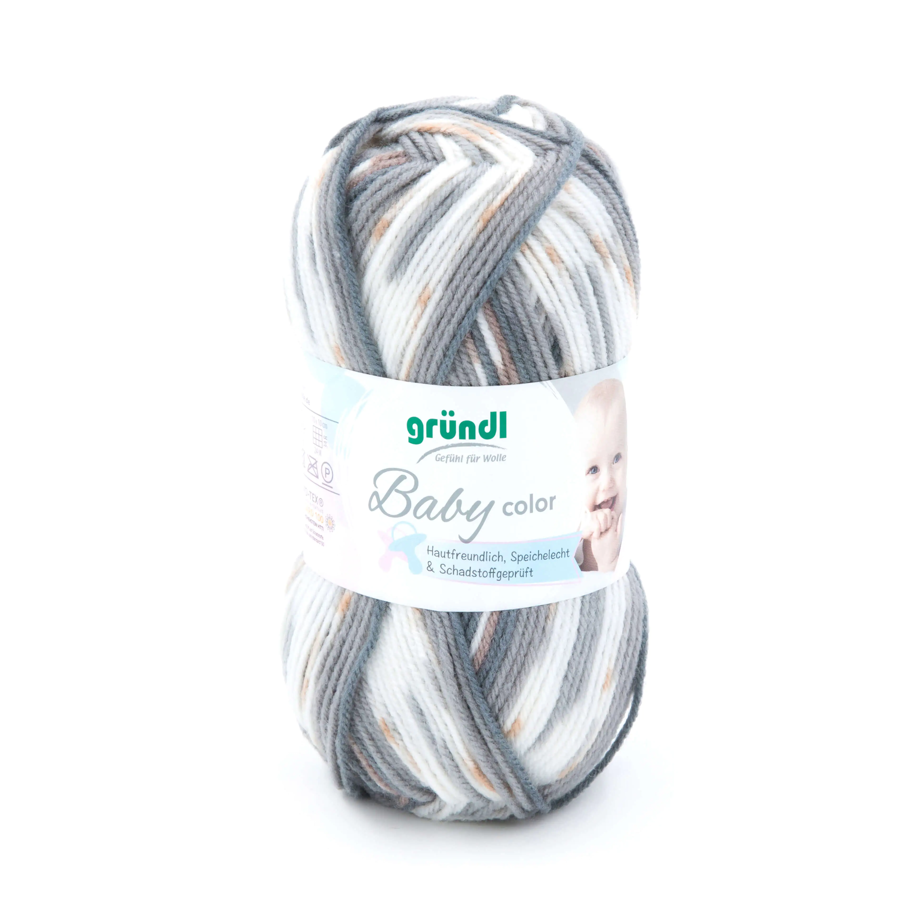 Gründl Wolle Baby color 50 g beigebraun grau weiß rehbraun multicolor