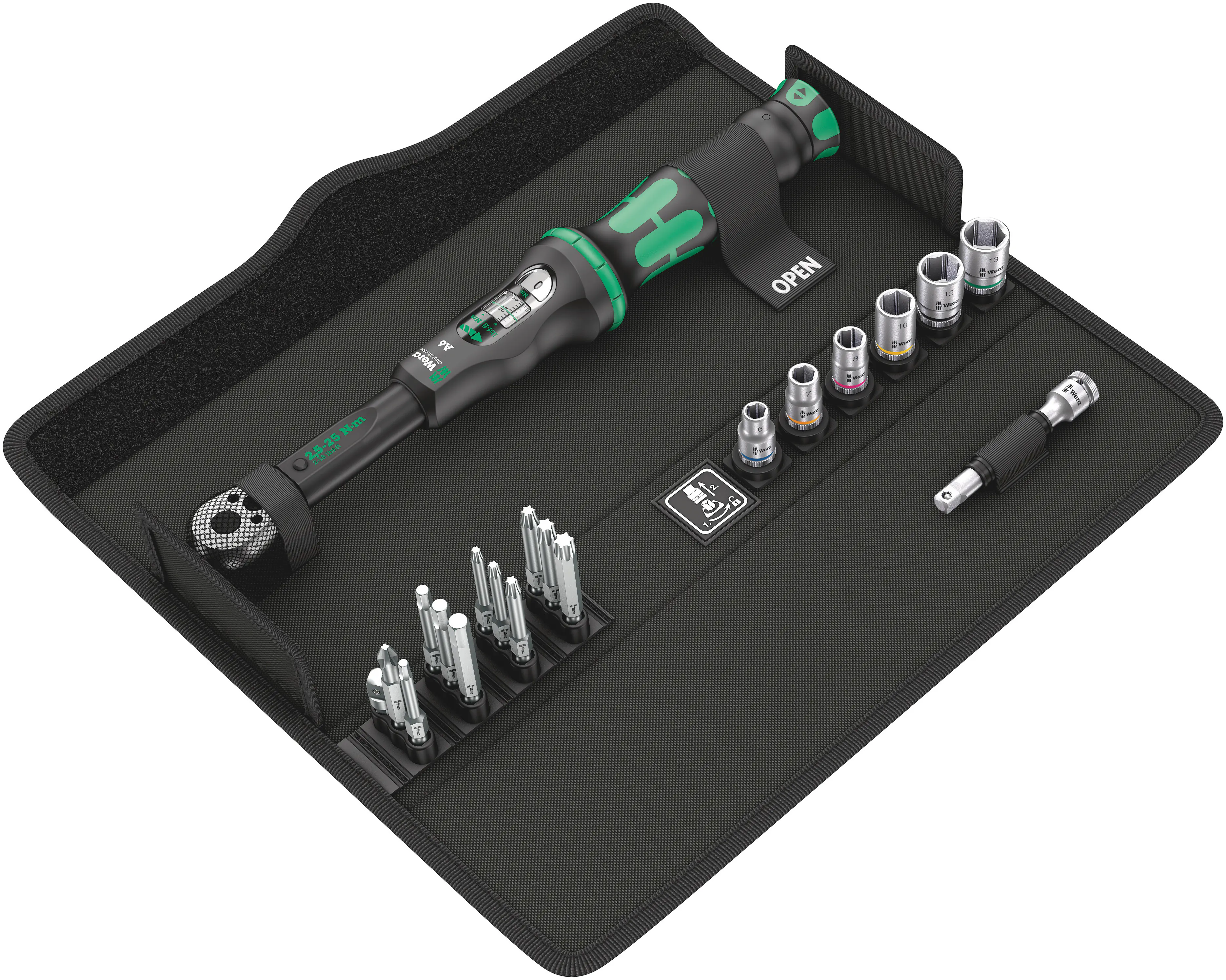 Wera Drehmomentschlüssel Click-Torque A 6 Set 1, 2,5-25 Nm 20-teilig