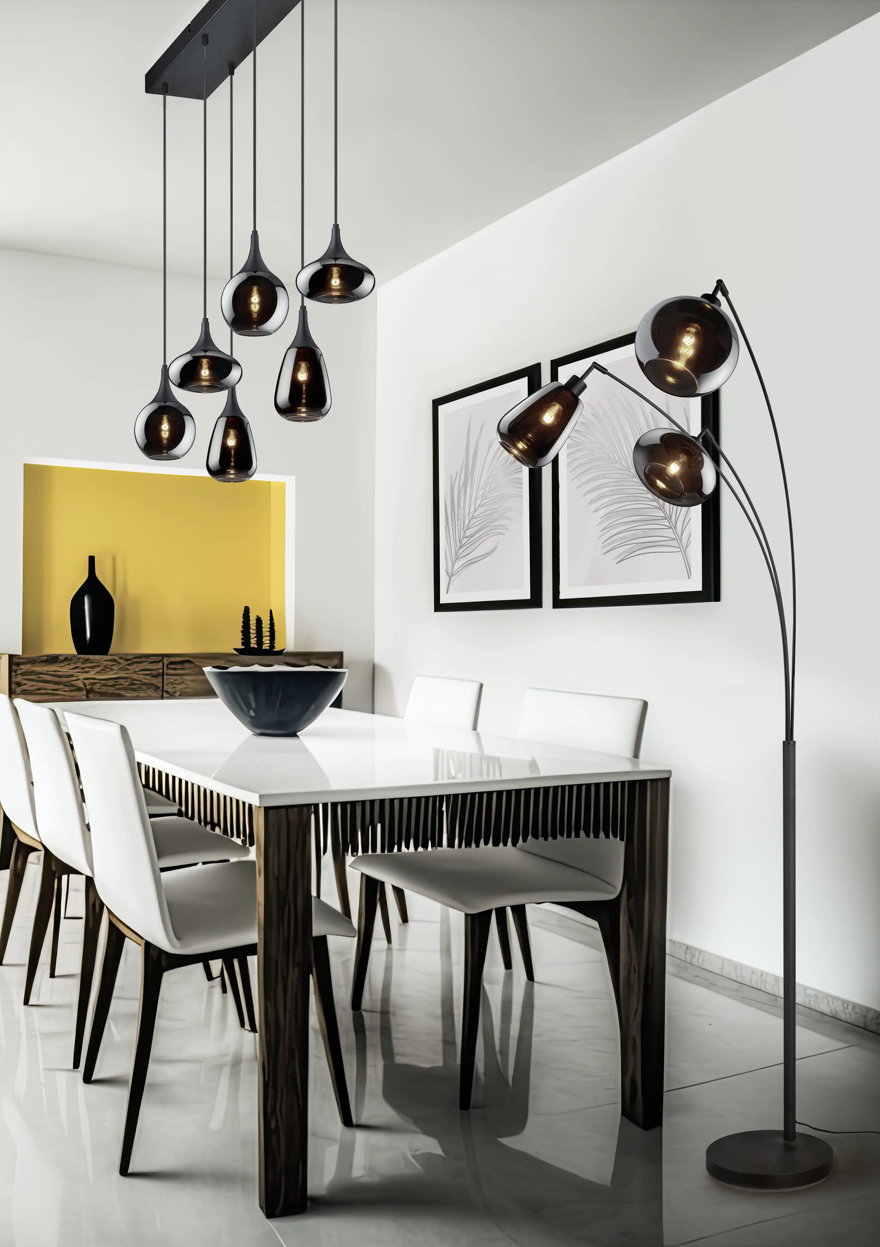 Trio Leuchten LED Pendelleuchte Lumina 3xE14, schwarz, Metall/Glas