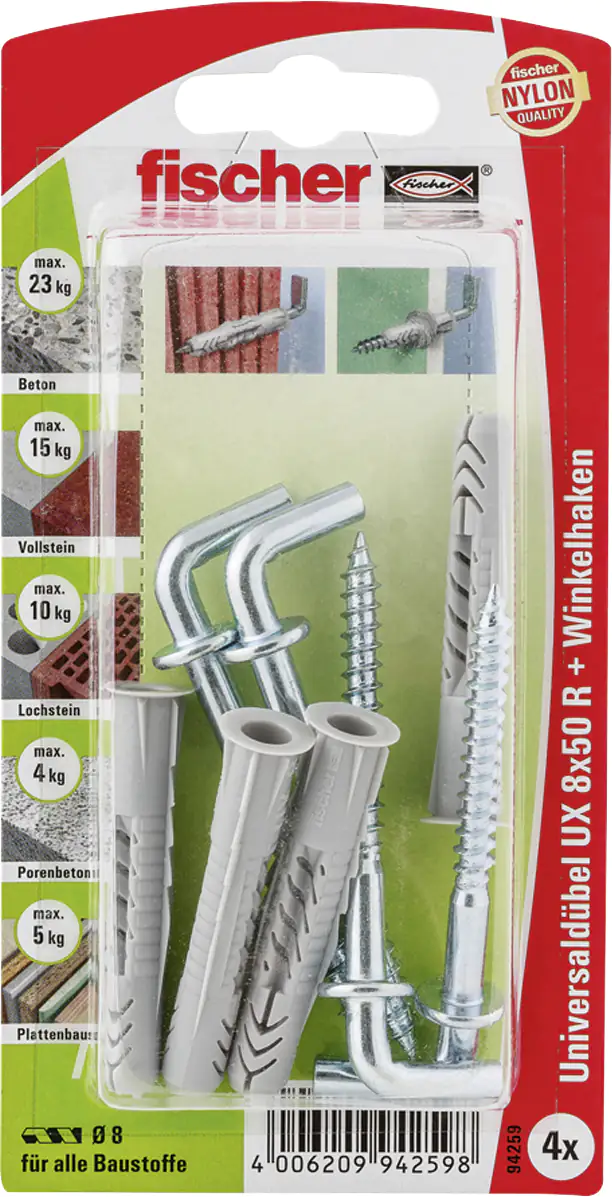 Fischer Universaldübel-Set UX 8.0 x 50 mm - 4 Stück