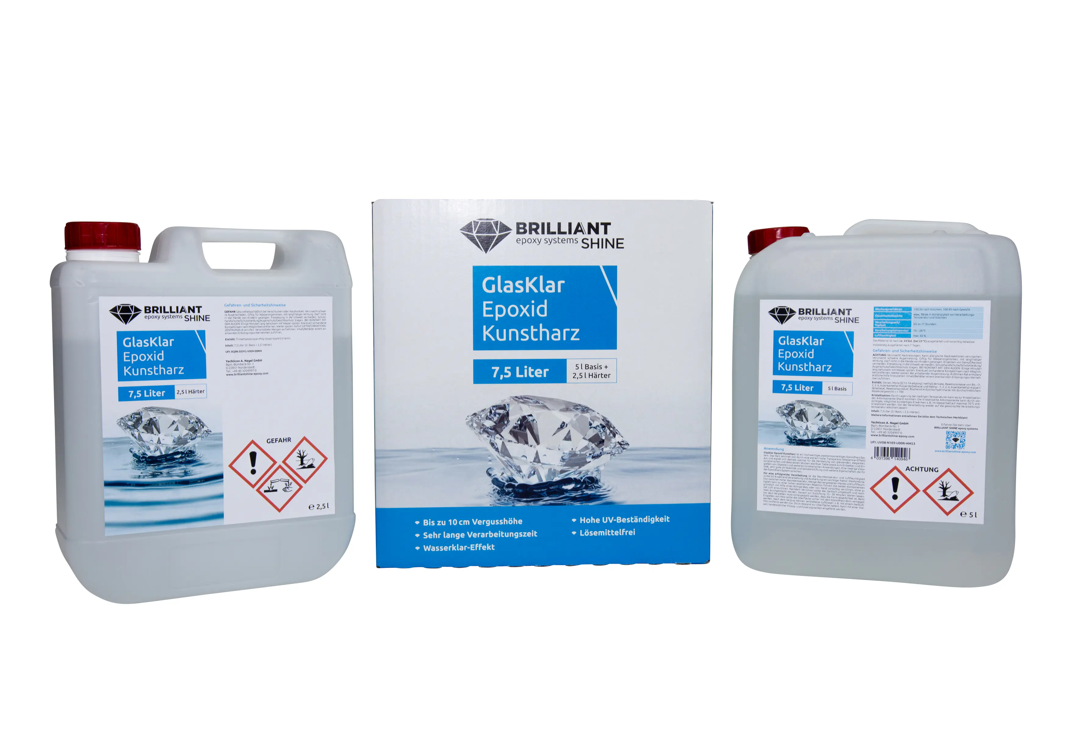 Brilliant Shine Epoxid Kunstharz Glasklar Epoxidharz A+B, 7,5L Brilliant Shine Epoxid Kunstharz Glasklar Epoxidharz A+B, 7,5L