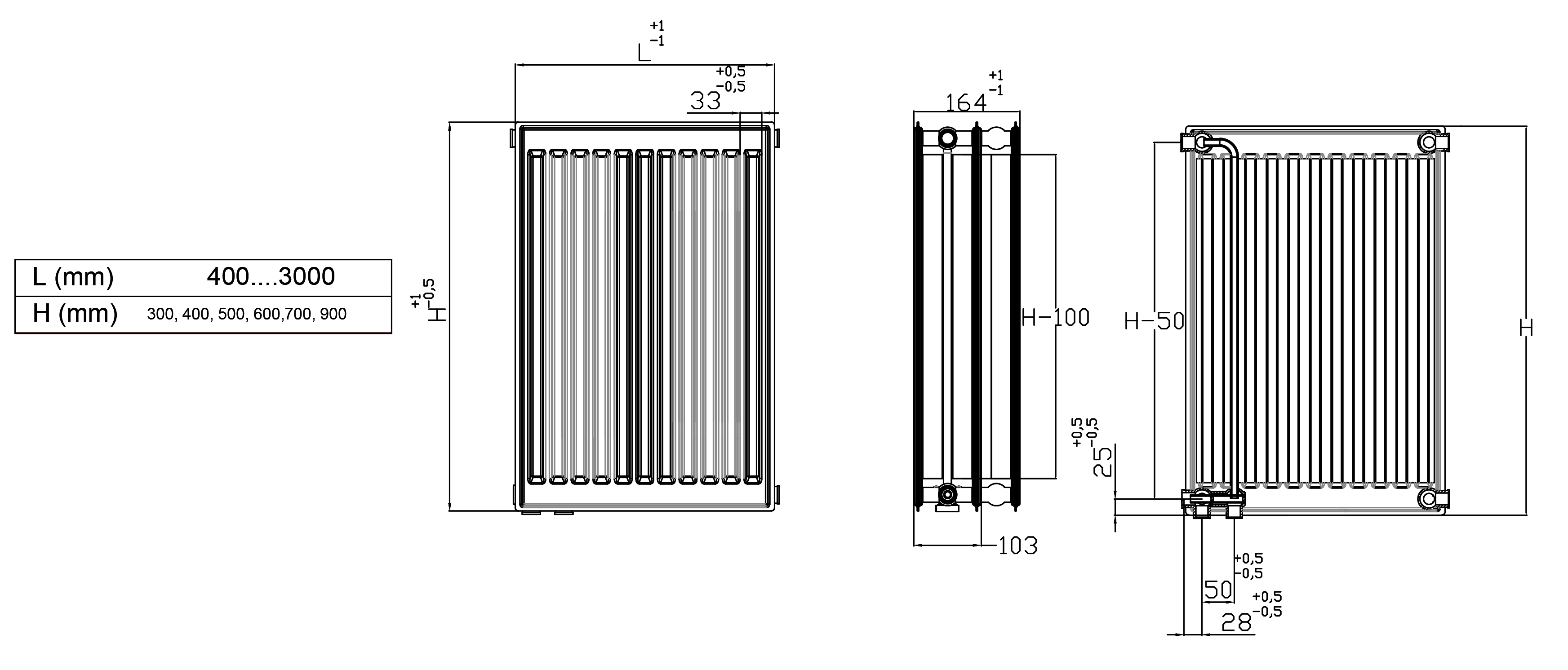 Sanicomfort Heizkörper Typ 33 - 3K 60 cm x 80 cm