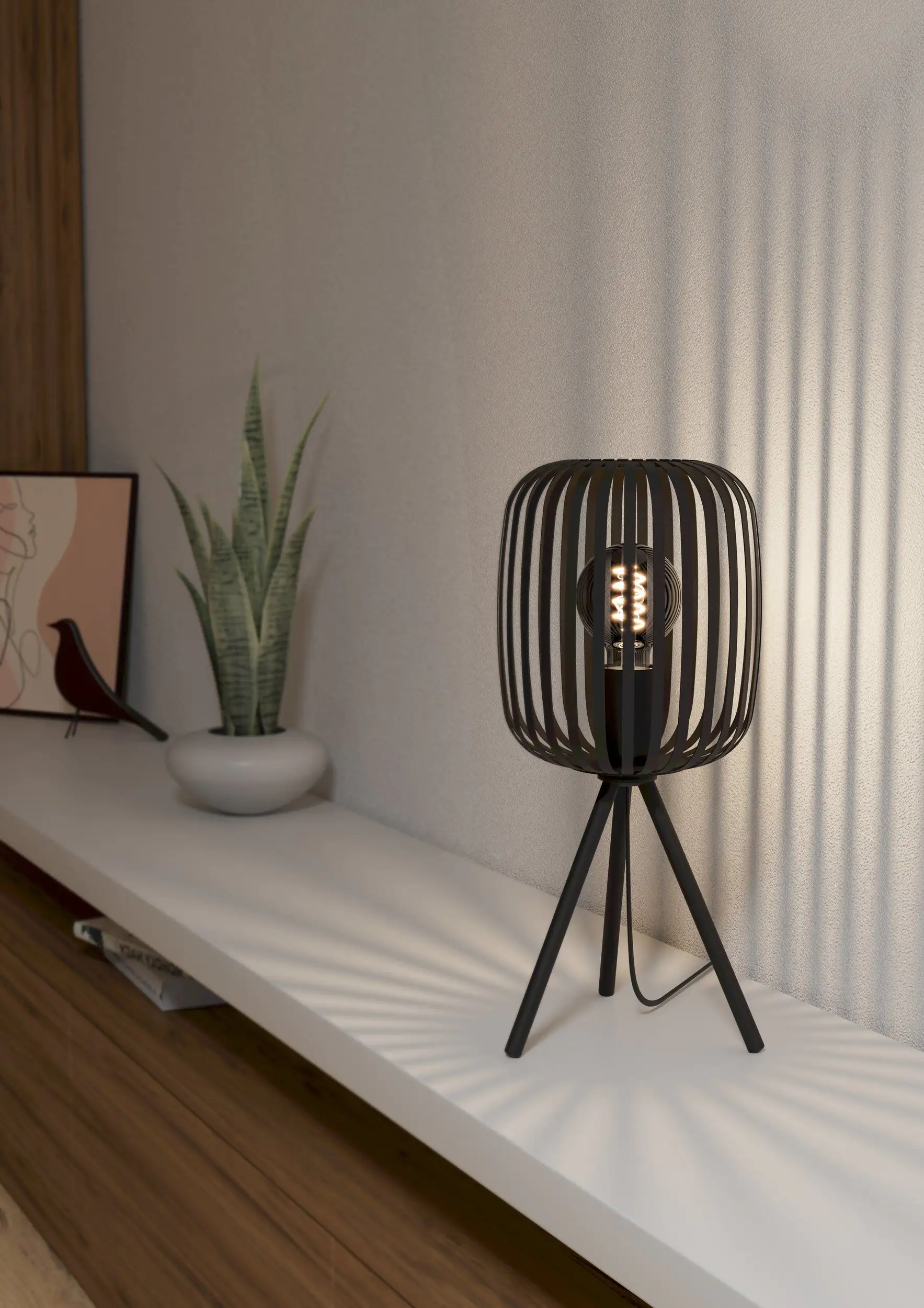 Eglo Tischleuchte Romazzina schwarz 43,5 x 20 cm