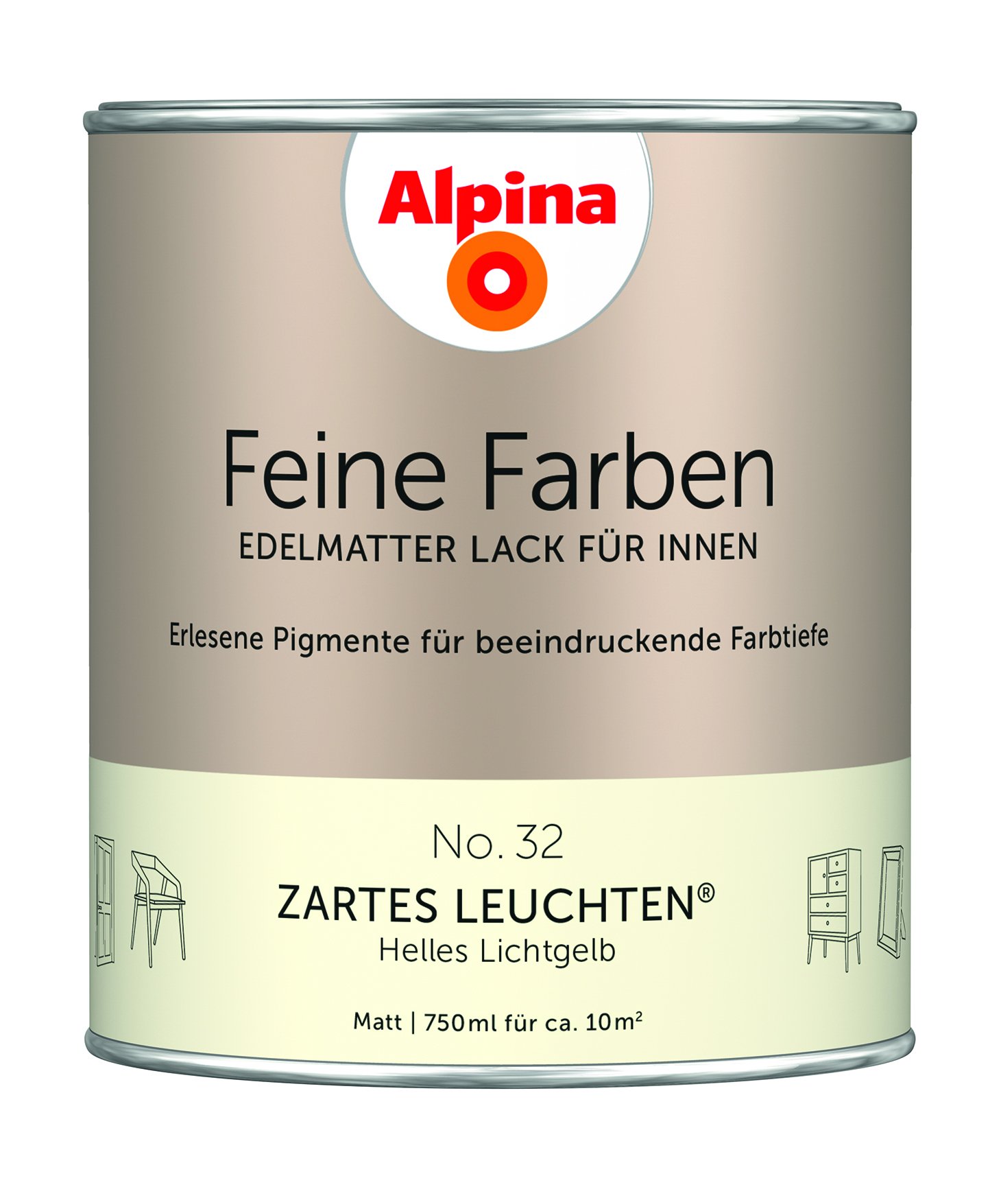 Alpina Feine Farben Lack No. 32 Zartes Leuchten - lichtgelb 750 ml