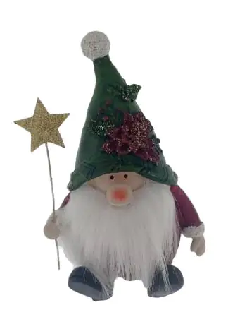 TrendLine Dekofigur Zwerg mit Sternstab 17 x 12 cm rot-grün