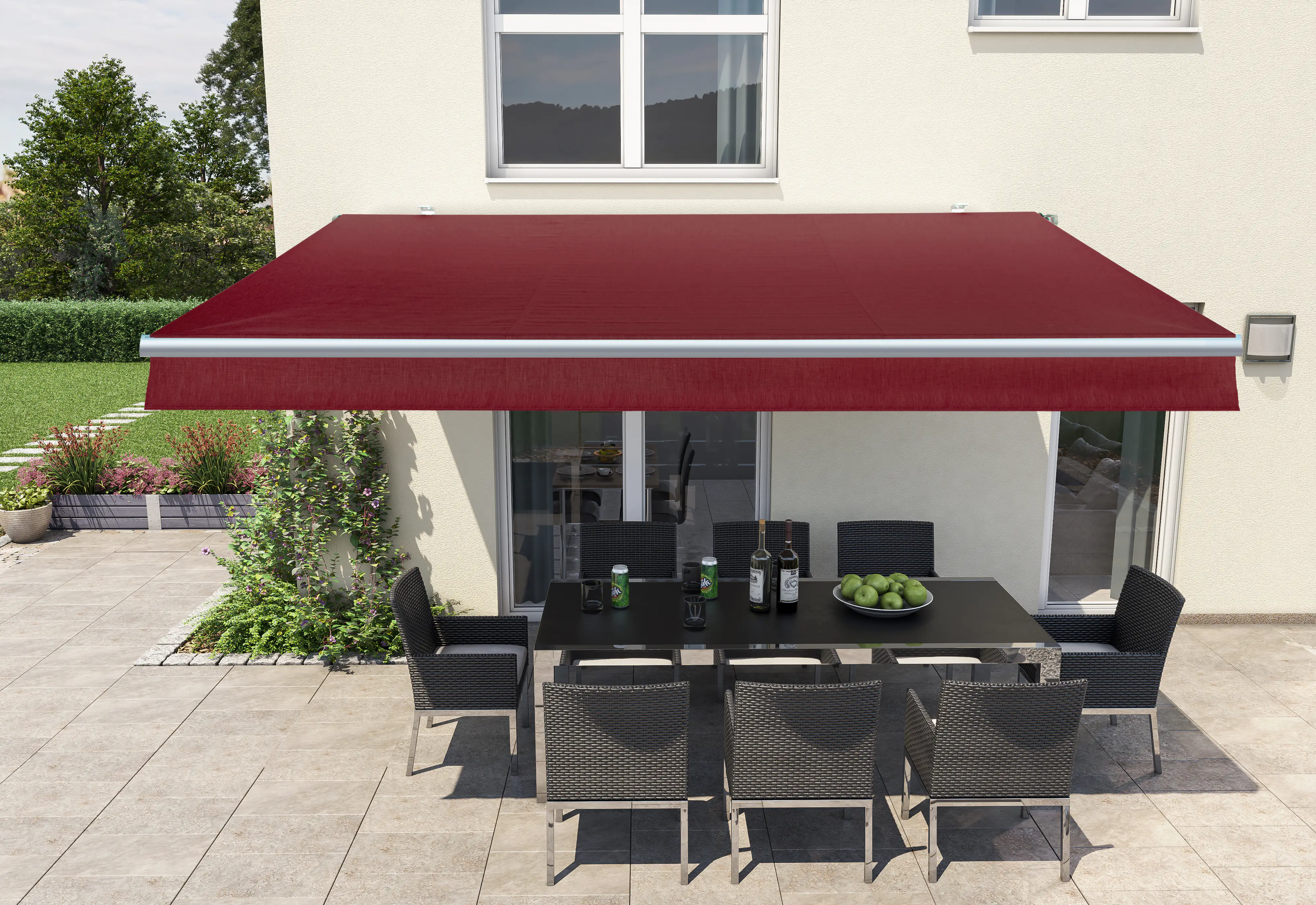 4333692766807 Gelenkarm-Markise Berlin bordeaux rot Breite 300 cm, Ausfall 200 cm