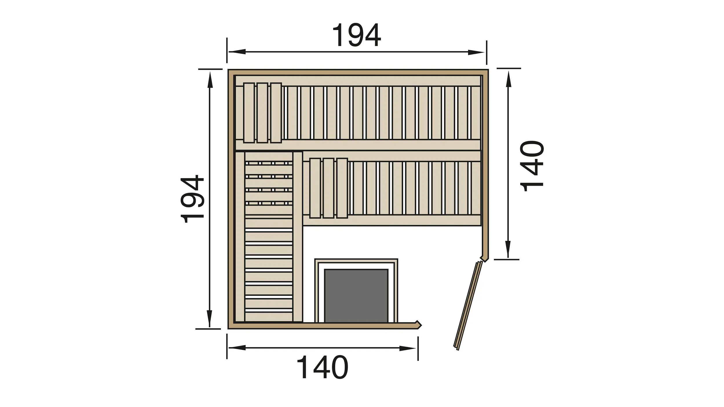 Weka Element-Ecksauna Varberg 3 HT BioS mit Holztür