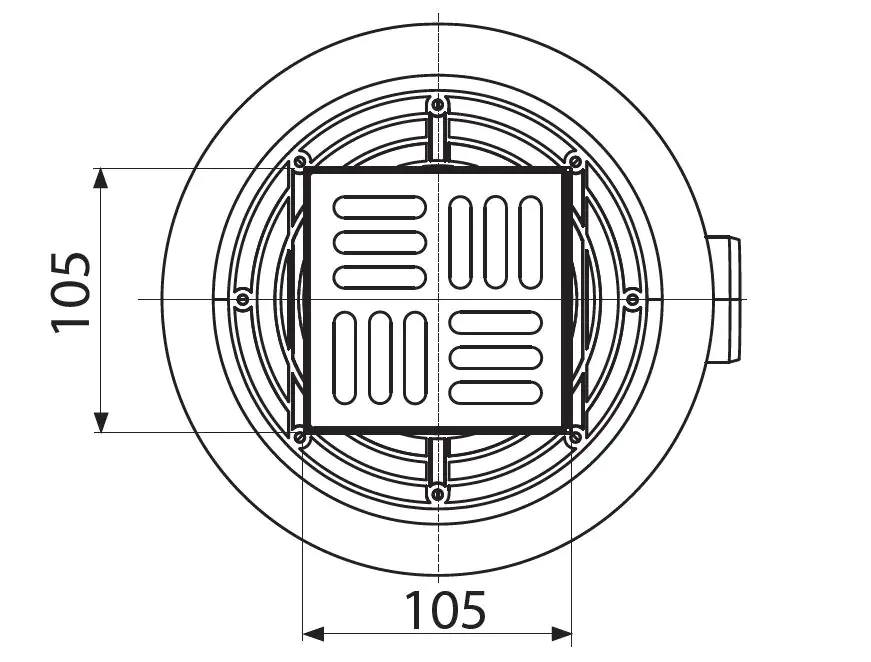 TrendLine Bodenablauf 10 x 10 cm waagerechter Ablauf