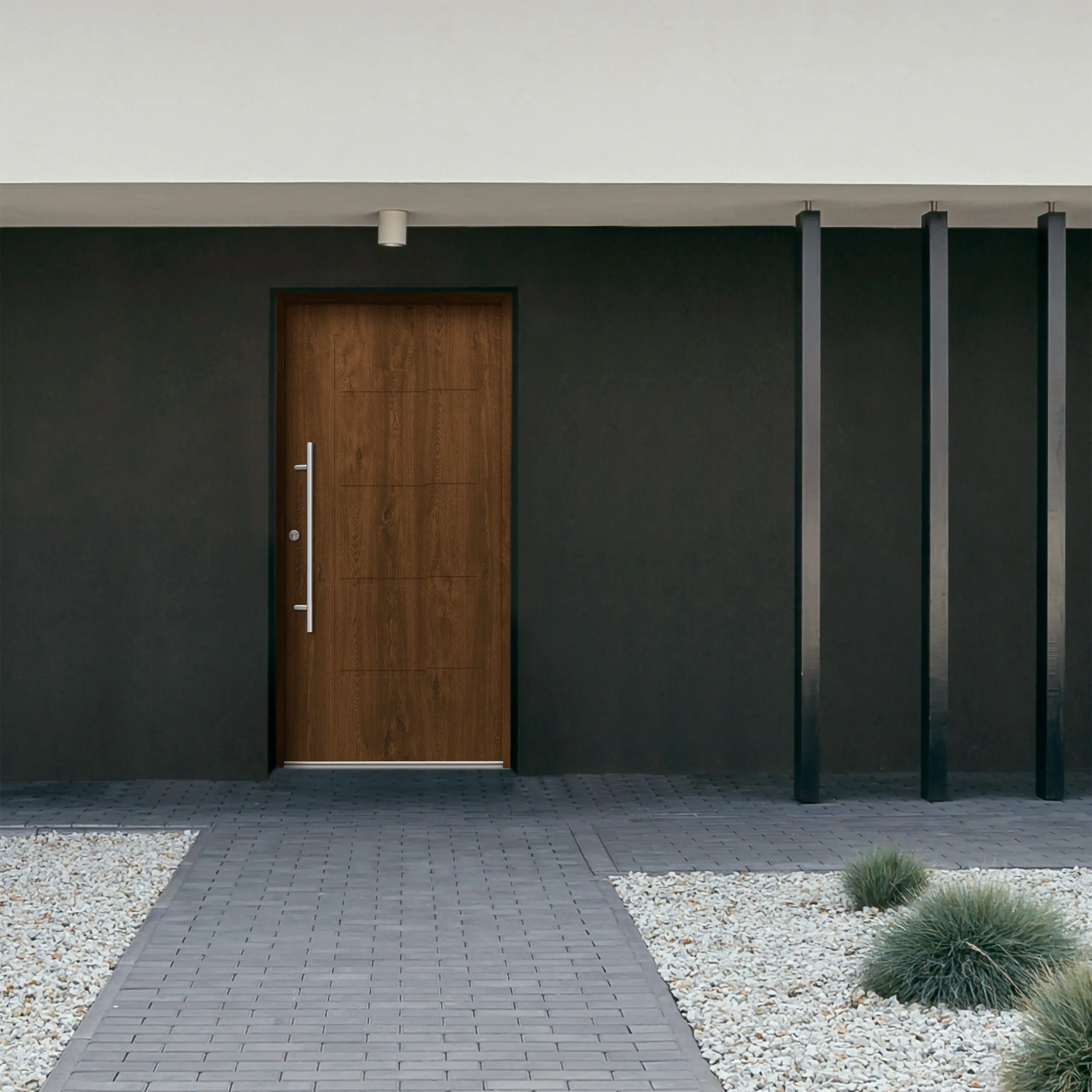 Splendoor Haustür Passivedoor Premium H1 Nussbaum DIN Links 100 x 210 cm