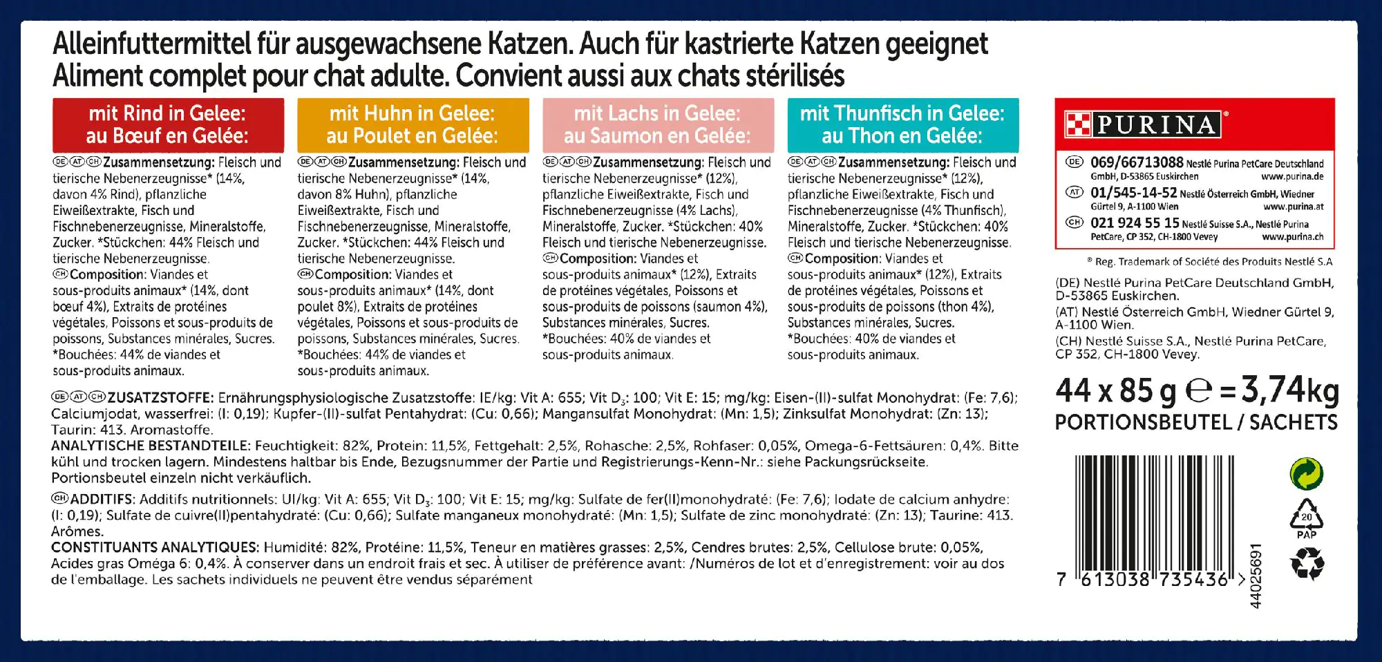 felix Katzennassfutter Gemischte Vielfalt Jumbo Pack 44x85 g felix Katzennassfutter Gemischte Vielfalt Jumbo Pack 44x85 g