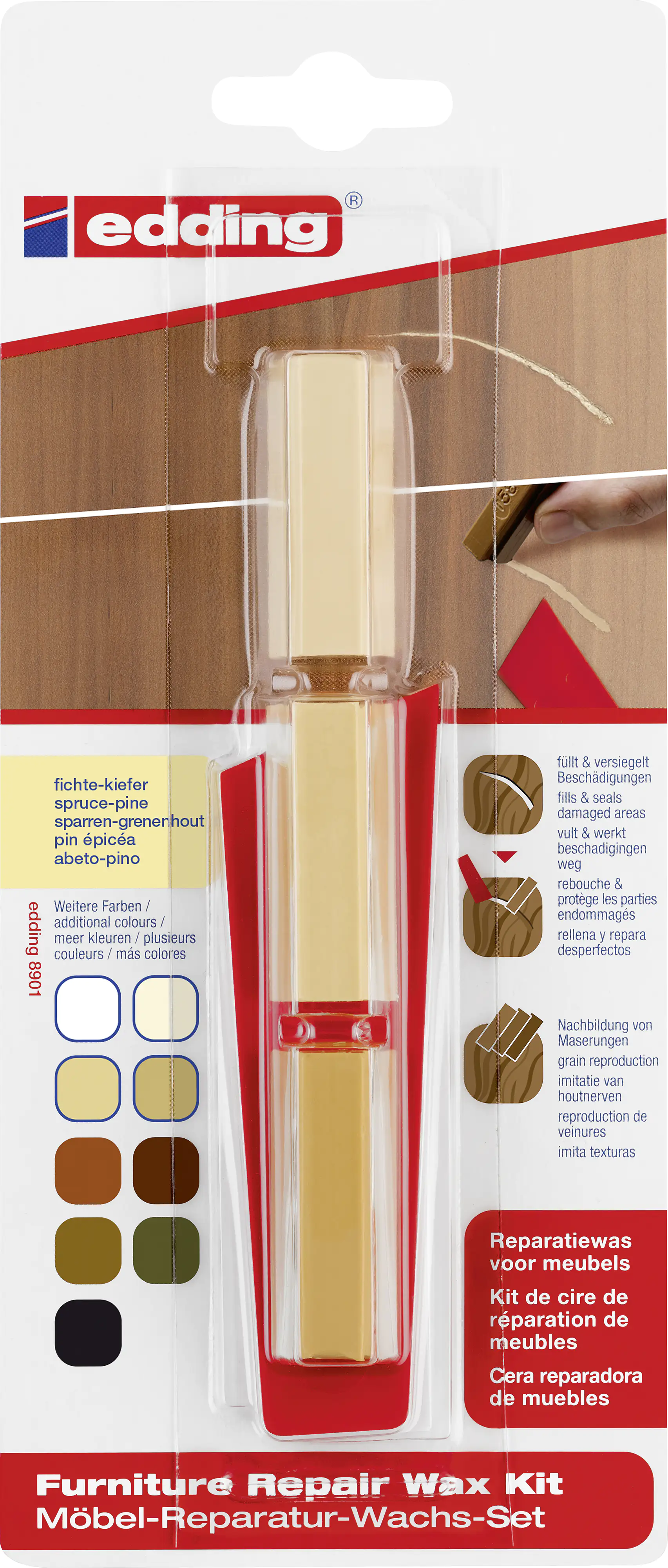 Edding Möbel-Reparaturwachs-Set 8901 fichte-kiefer