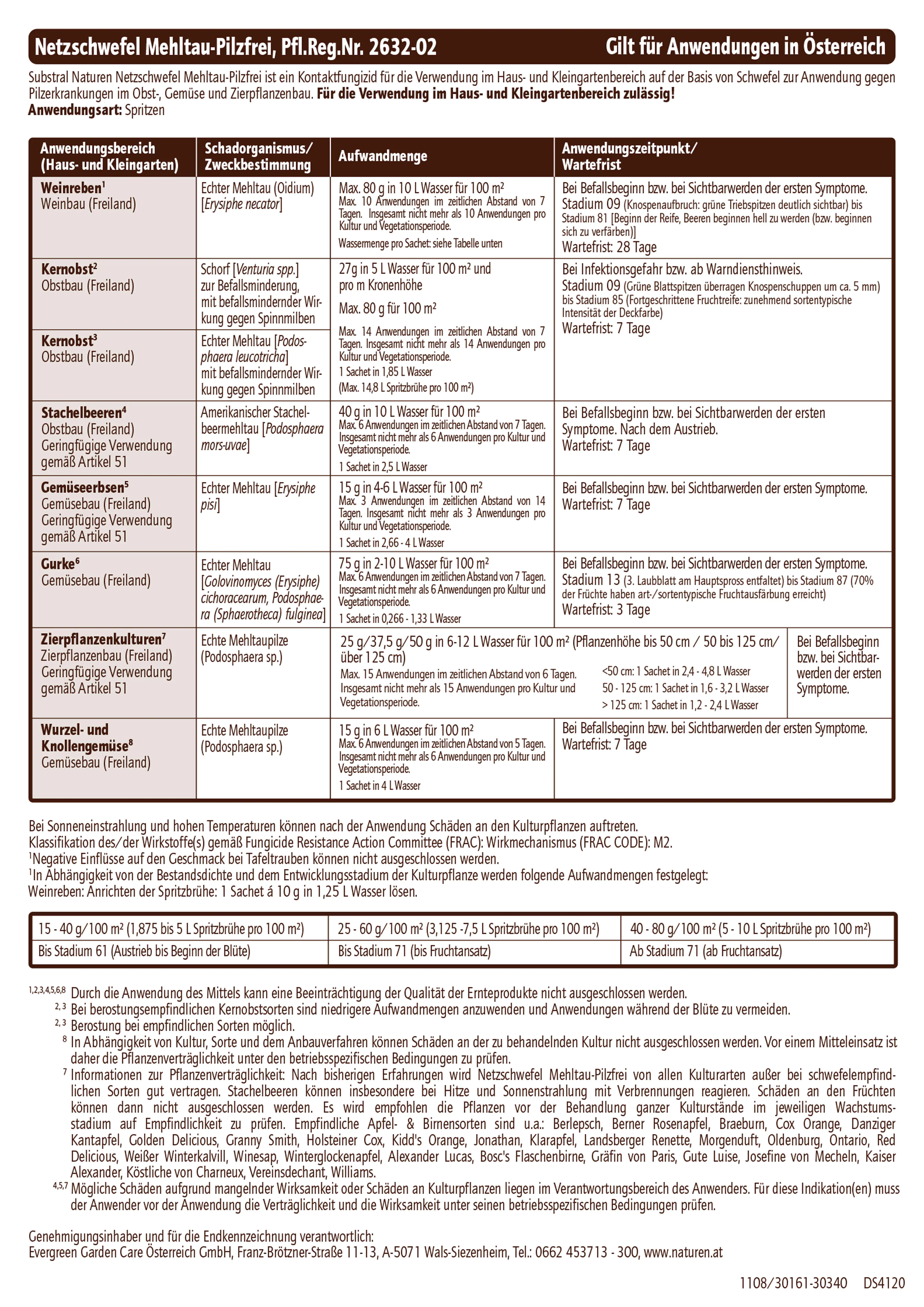 Naturen Bio Netzschwefel Mehltau-Pilzfrei 6 x 10 g
