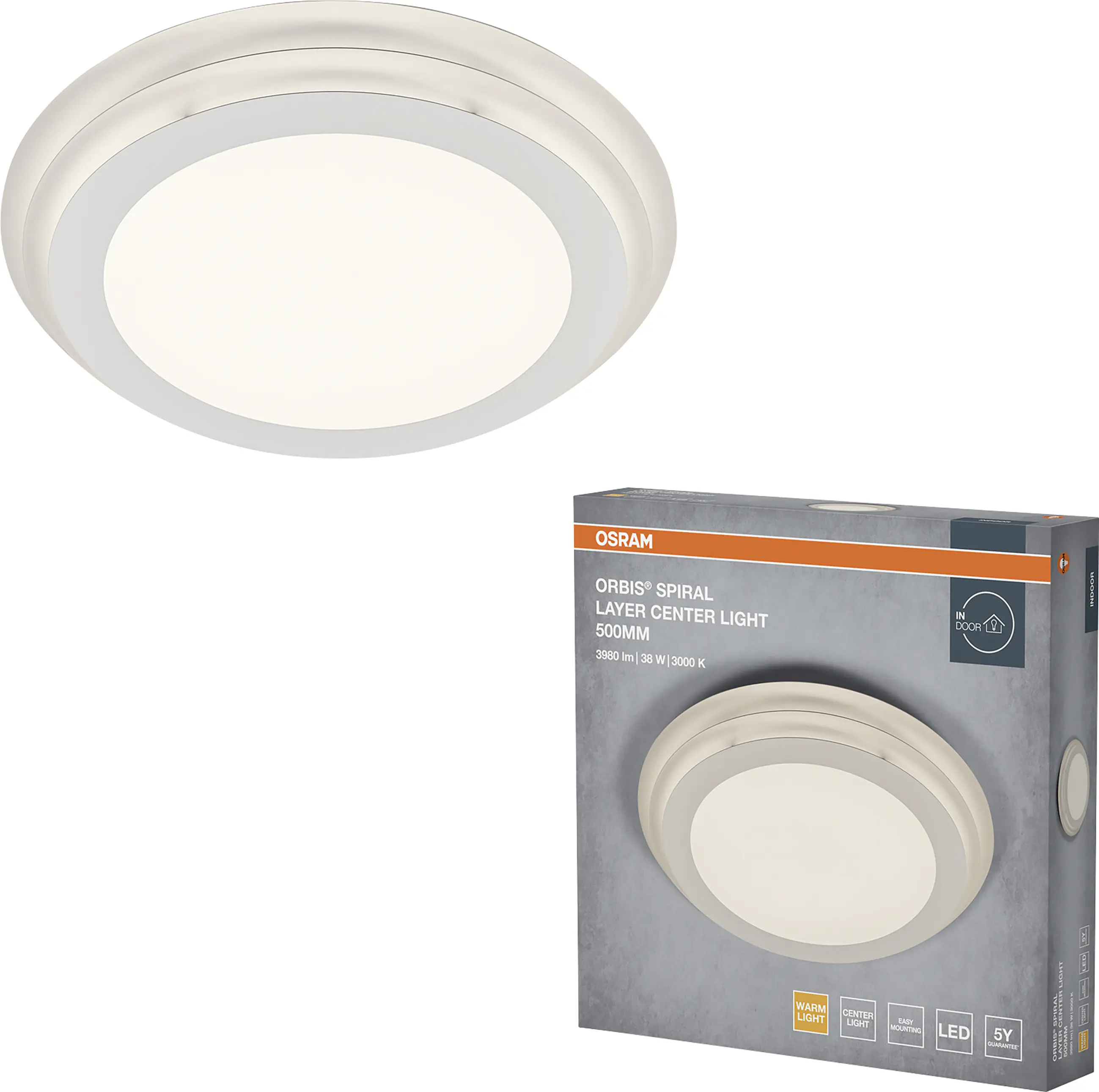 Osram LED Deckenleuchte Orbis Spiral Layer weiß Ø 50 cm 38 W warmweiß