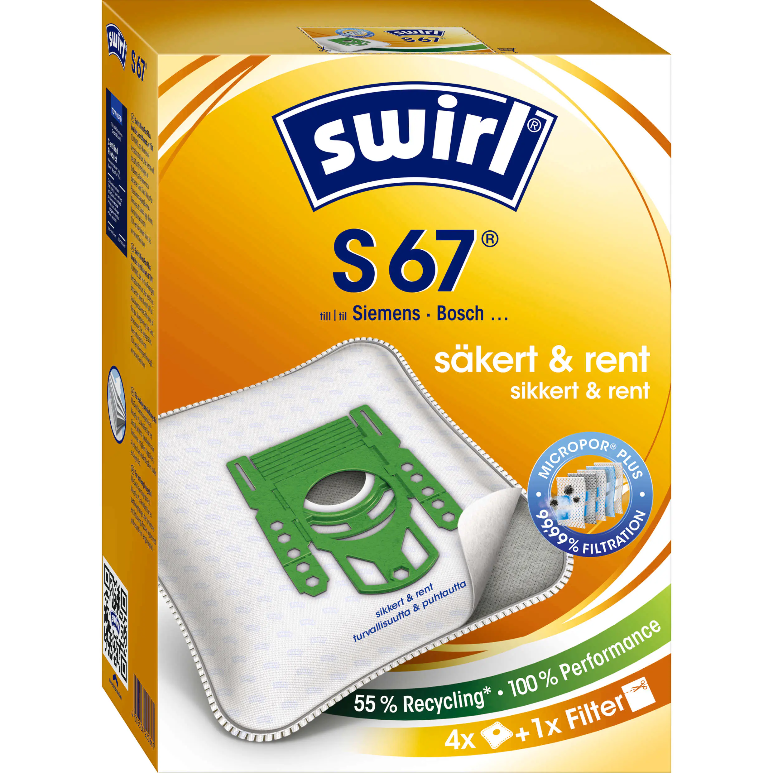 Swirl S 67 EcoPor Staubsaugerbeutel 4 Staubbeutel + 1 Filter