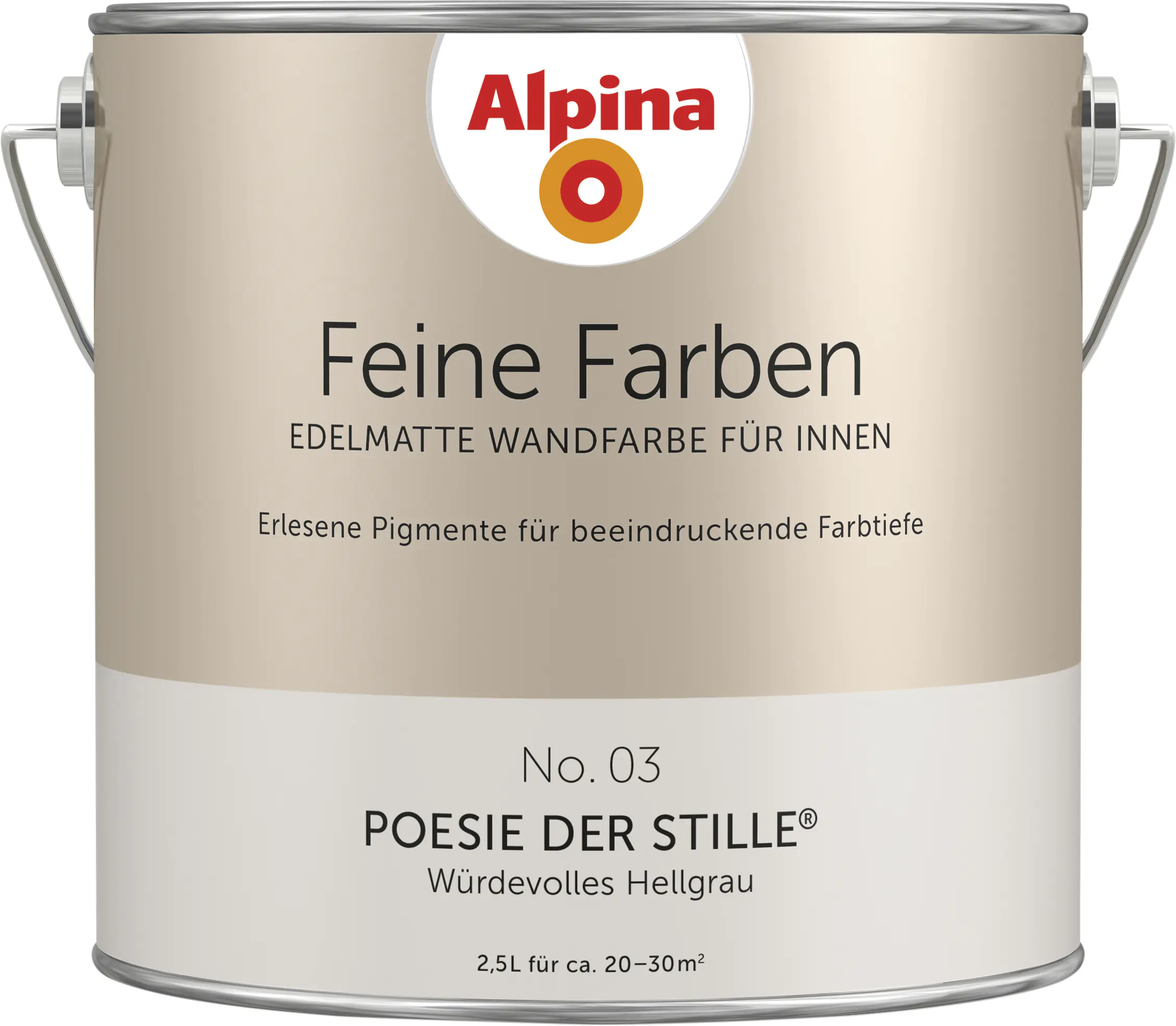 Alpina Feine Farben Wandfarbe No. 03 Poesie der Stille - würdevolles hellgrau 2,5 L