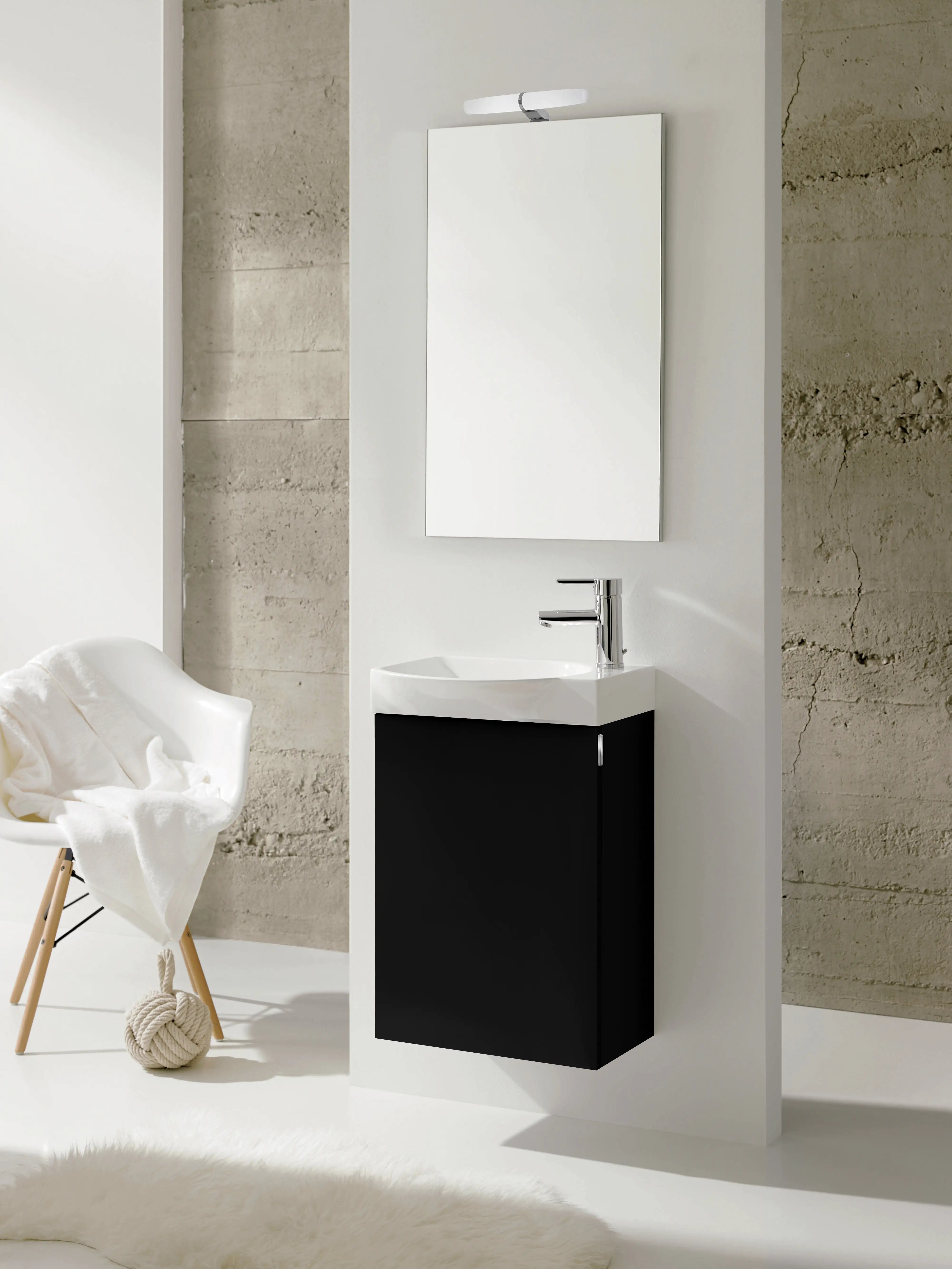 Gäste WC Möbel Set Stuttgart schwarz matt 45 cm