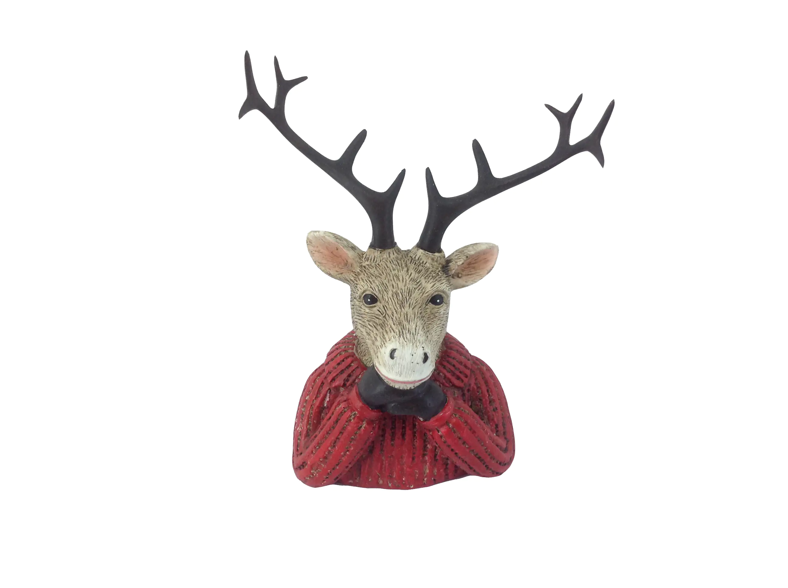 TrendLine Dekofigur Rentier mit Pullover 14 x 11 cm rot