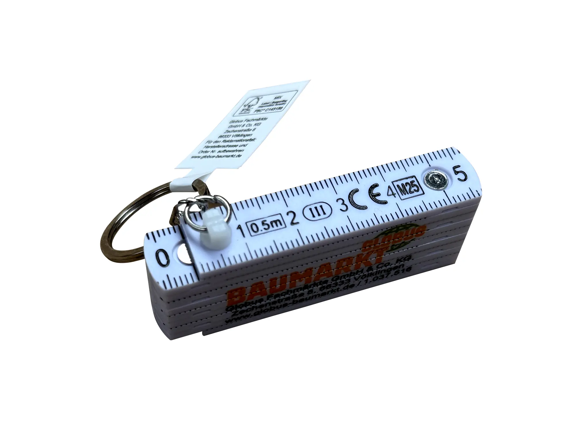 Globus Baumarkt Zollstock Mini 500 mm Schlüsselanhänger