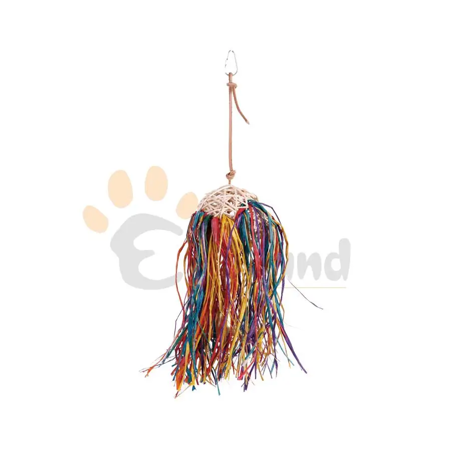 Ollesch Vogelspielzeug 47,5 cm Holzball mit Bändern bunt