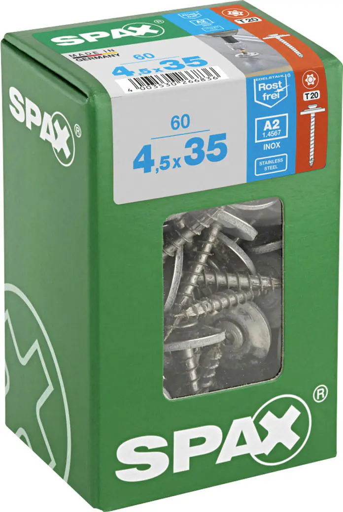 Spax Spenglerschrauben 4,5 x 35 mm T20 Vollgewinde - 60 Stk. 