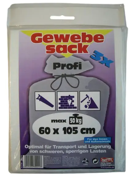 Gewebesäcke ca. 50g/m² 600 x 1050 mm, weiß  3 Stück/Pack