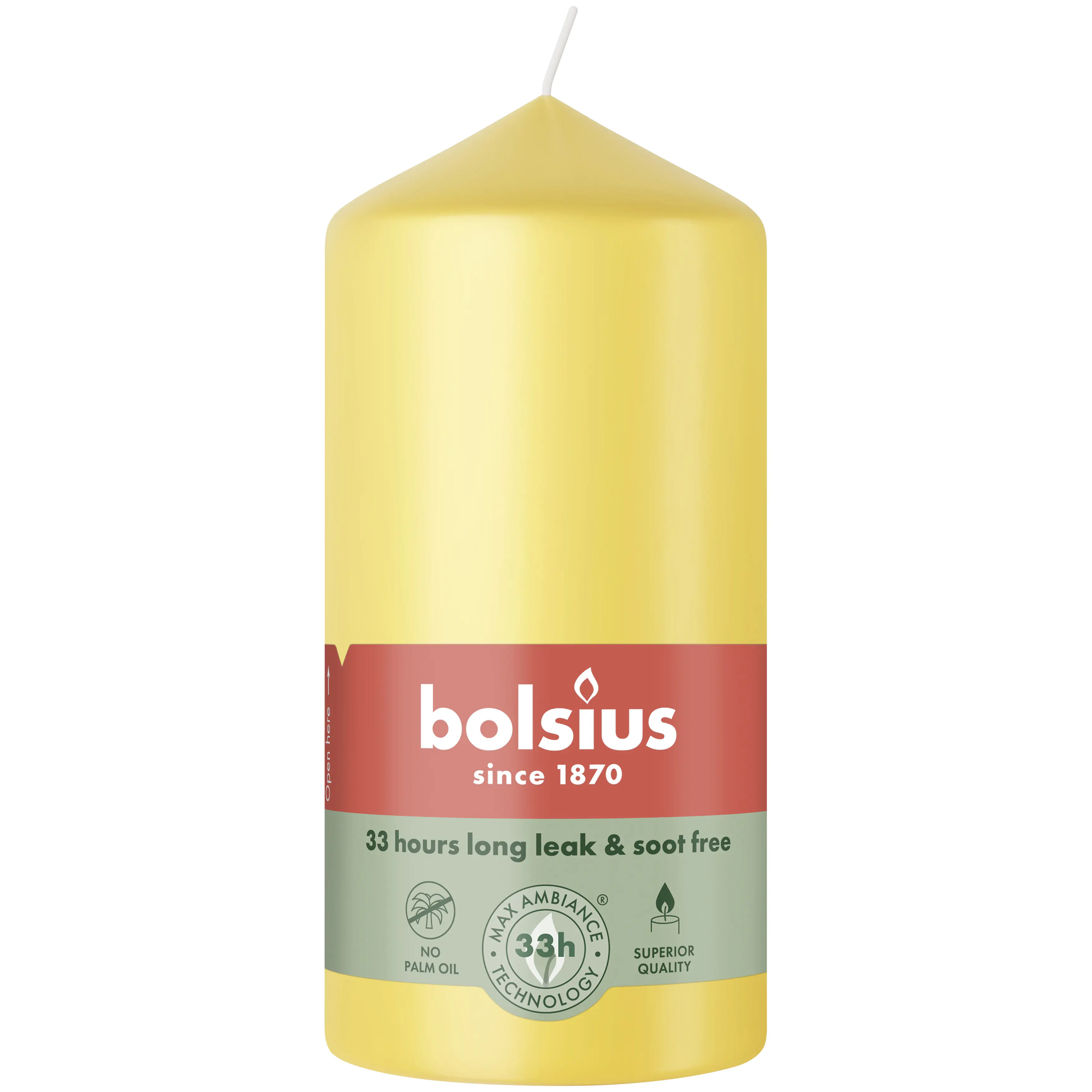 Bolsius Stumpenkerze sonnengelb 12 cm Ø 5,8 cm 