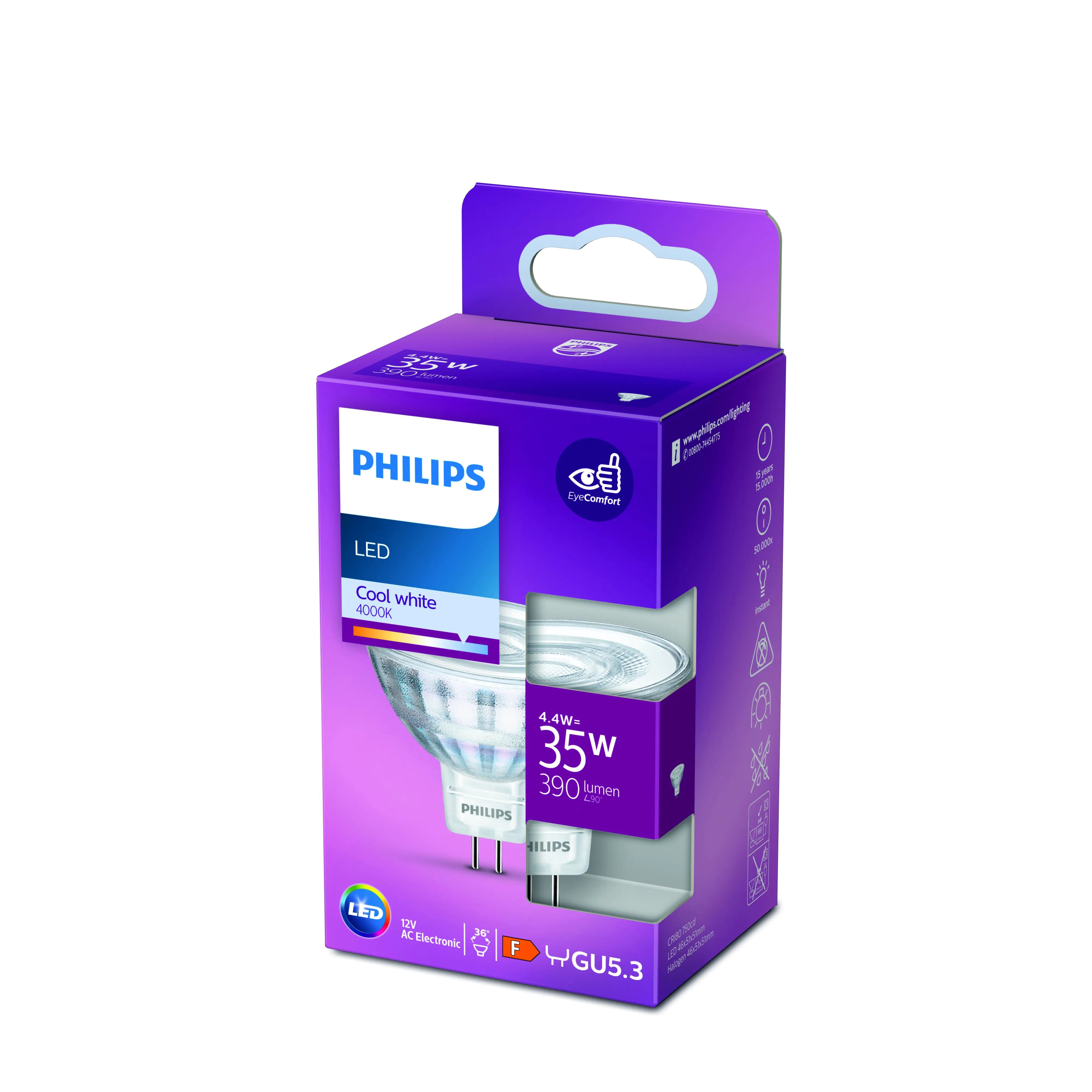 Philips LED-Leuchtmittel Spot GU5.3 MR16 4,4W kaltweiß matt