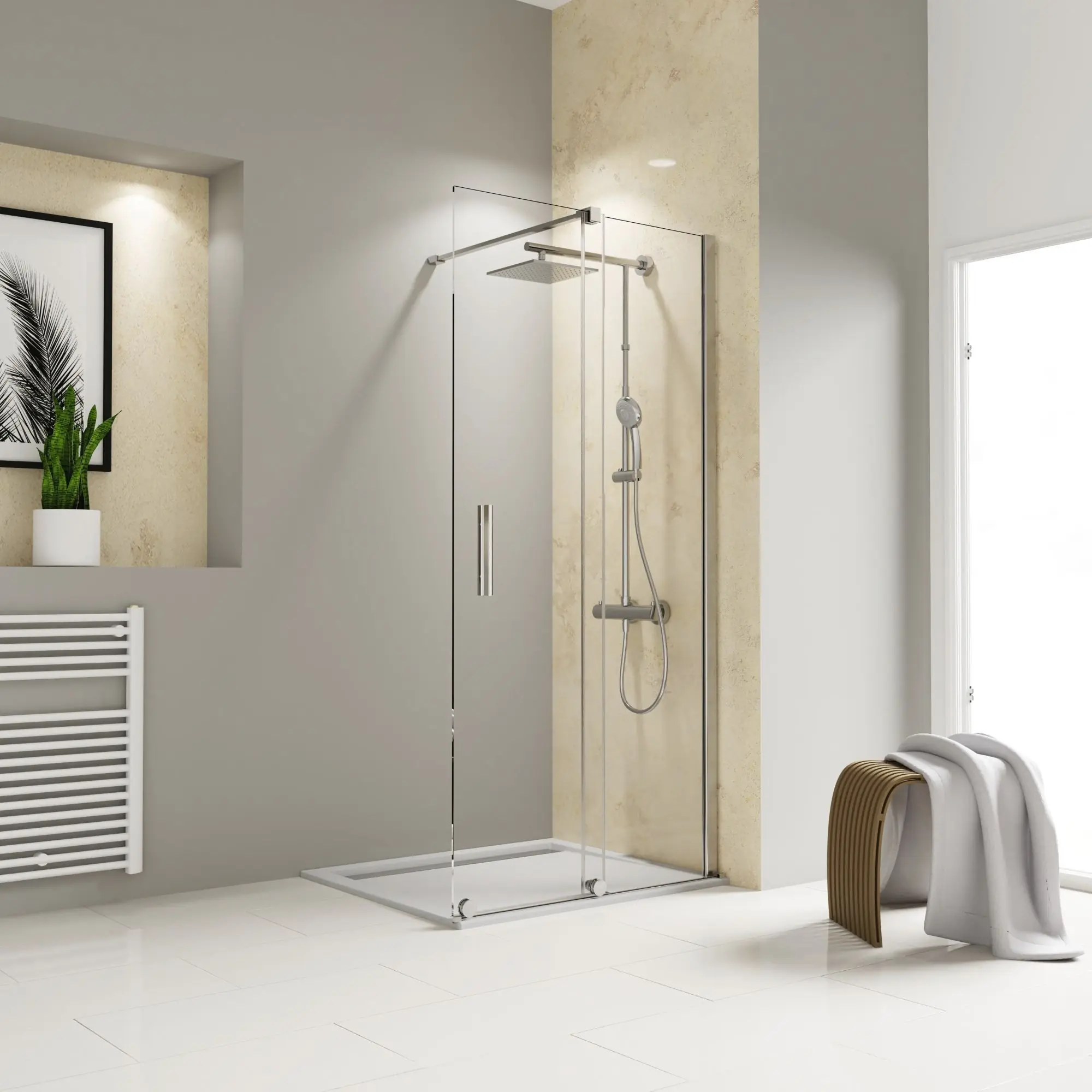 Schulte Duschwand Walk In Schiebetür rechts mit Rollen Toura 120 x 200 cm chrom Klarglas