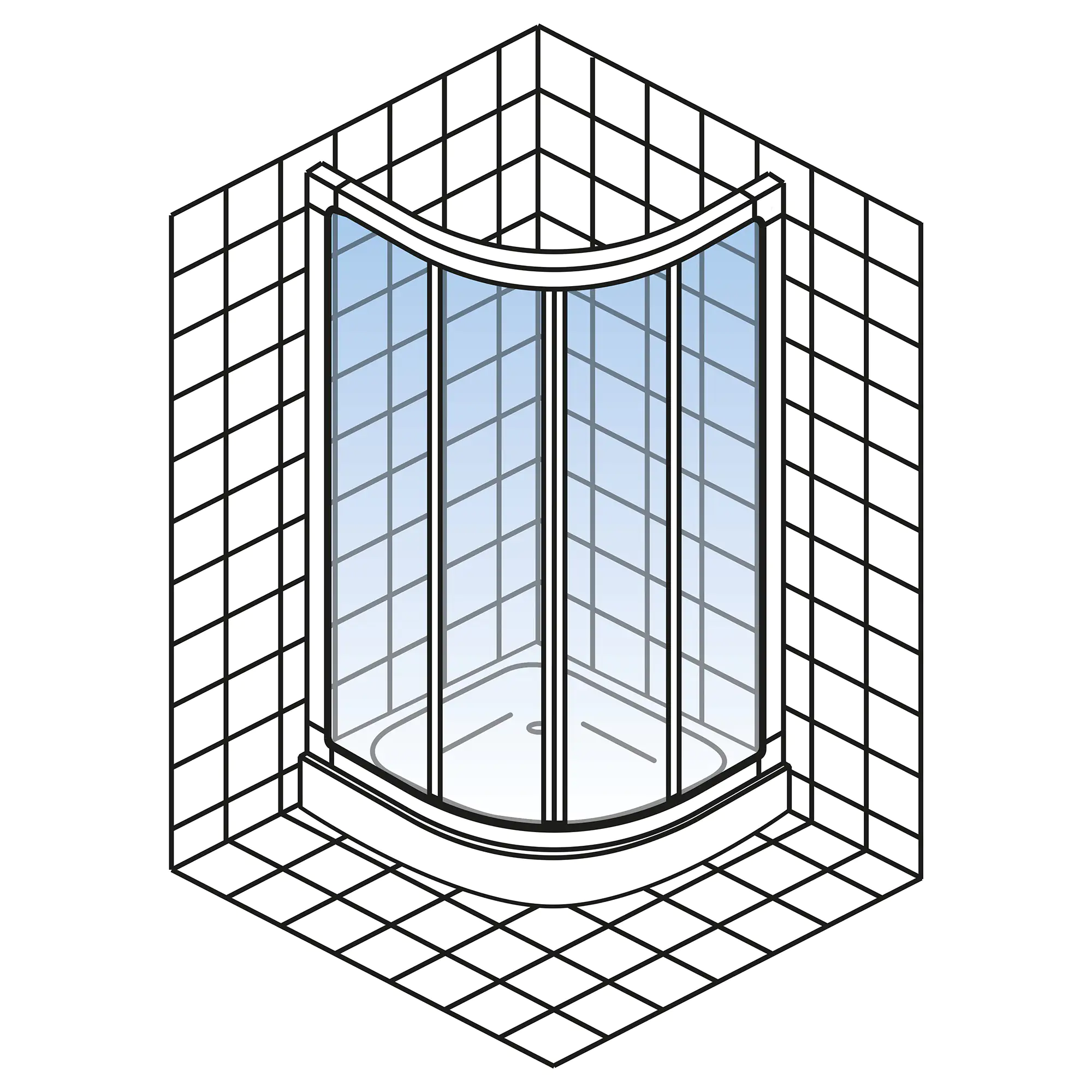 Schulte Runddusche 90 x 90 x 185 cm Kristall/Trend