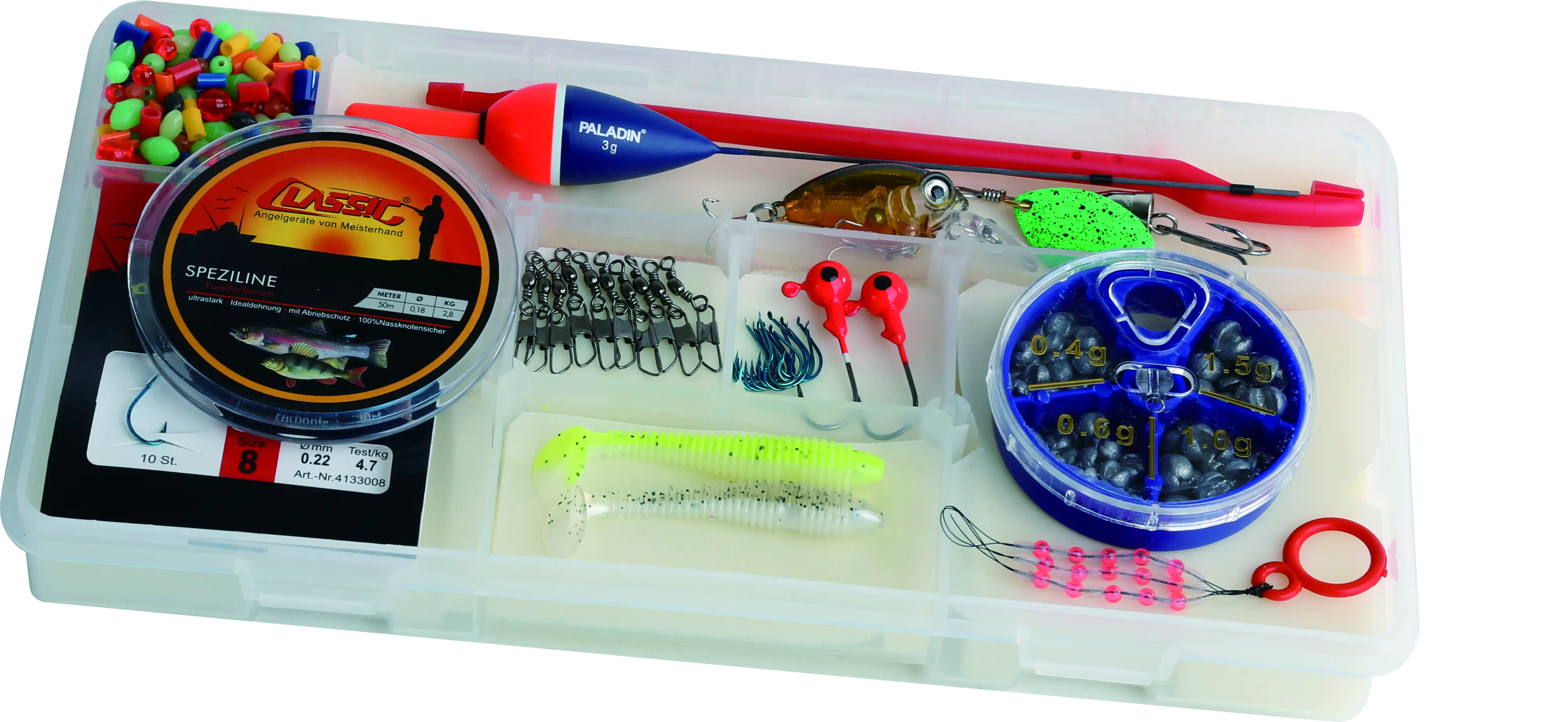 Paladin Angelbox Köder für Forelle und Barsch 100-teilig