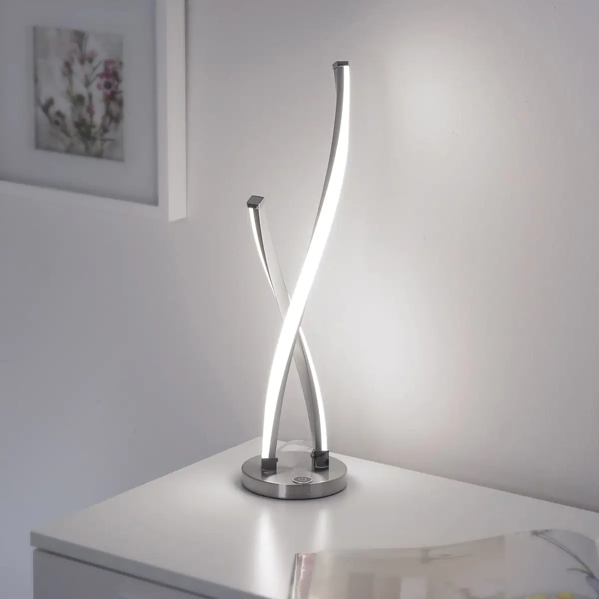 Paul Neuhaus LED Tischleuchte Polina stahl 48,5 x 12,5 cm dimmbar warmweiß