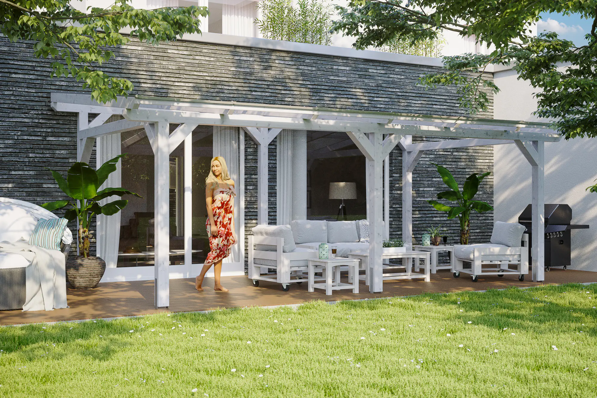 SKAN HOLZ Terrassenüberdachung Siena 648 x 300 cm Leimholz