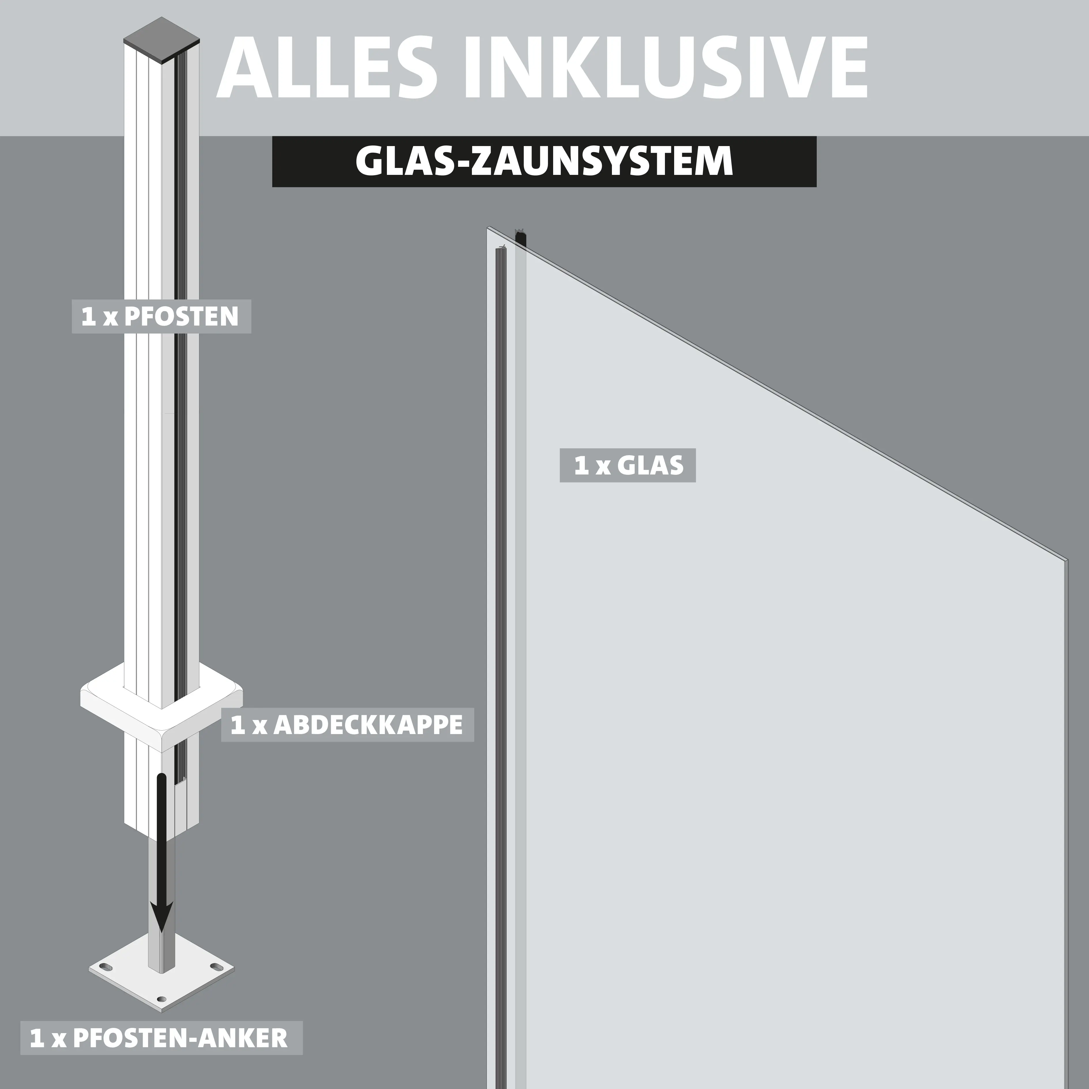 Ambiente Glaszaun Erweiterungsset Klarglas mit Siebdruck 187 x 107,2 cm anthrazit Ambiente Glaszaun Erweiterungsset Klarglas mit Siebdruck 187 x 107,2 cm anthrazit
