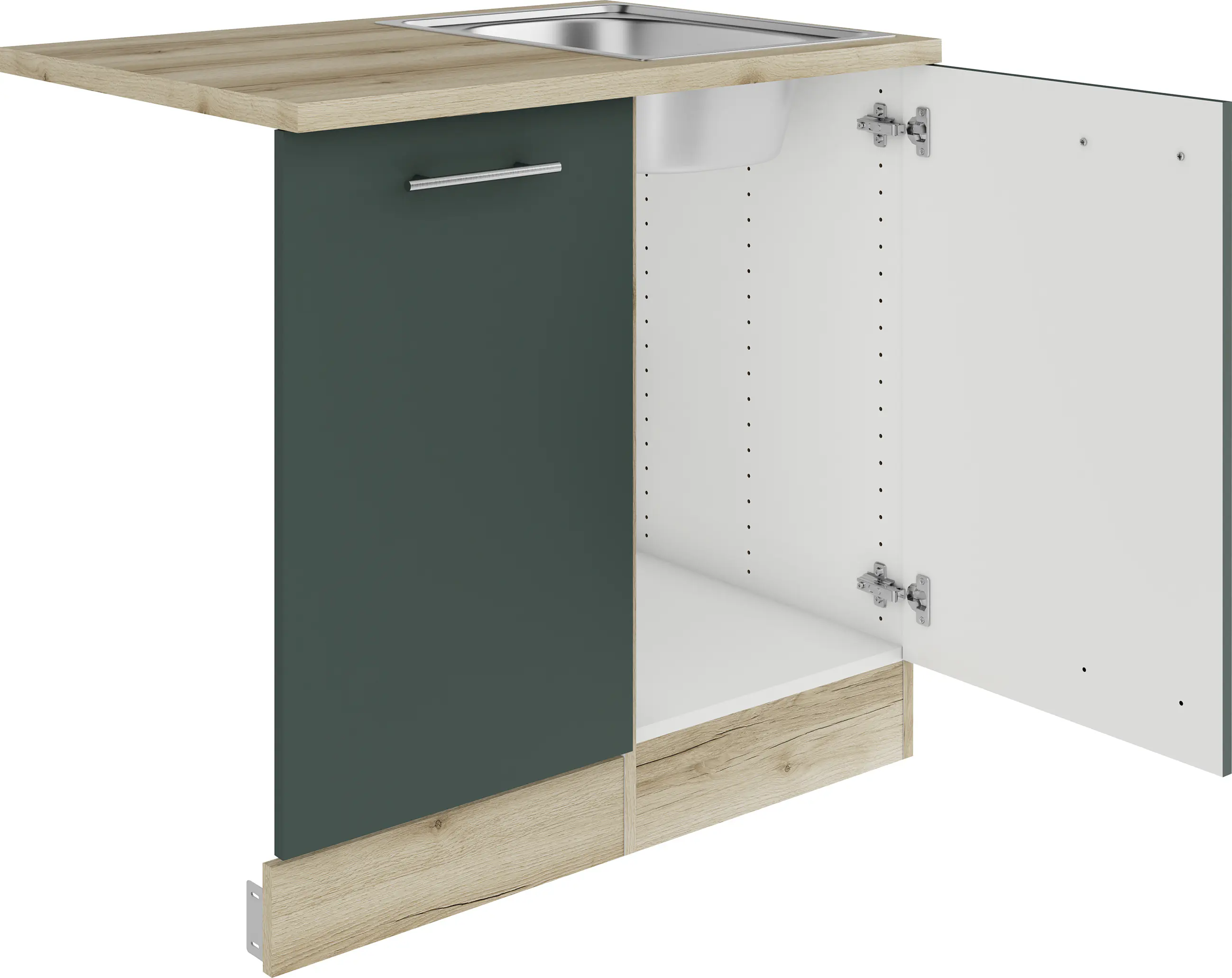 Optifit Spüle mit Unterschrank-Set Savona 405 steingrün/eiche 90 cm